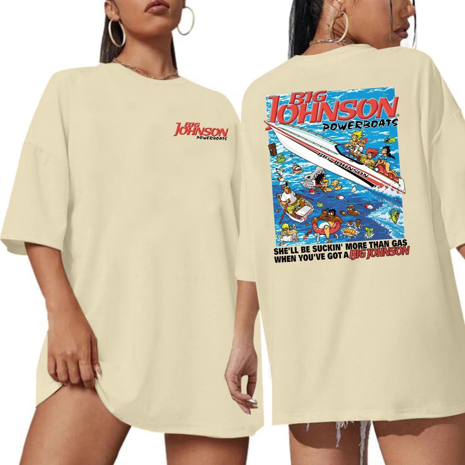 Pasimax Big Johnson Powerboats Graphic T-Shirt — detail close-up