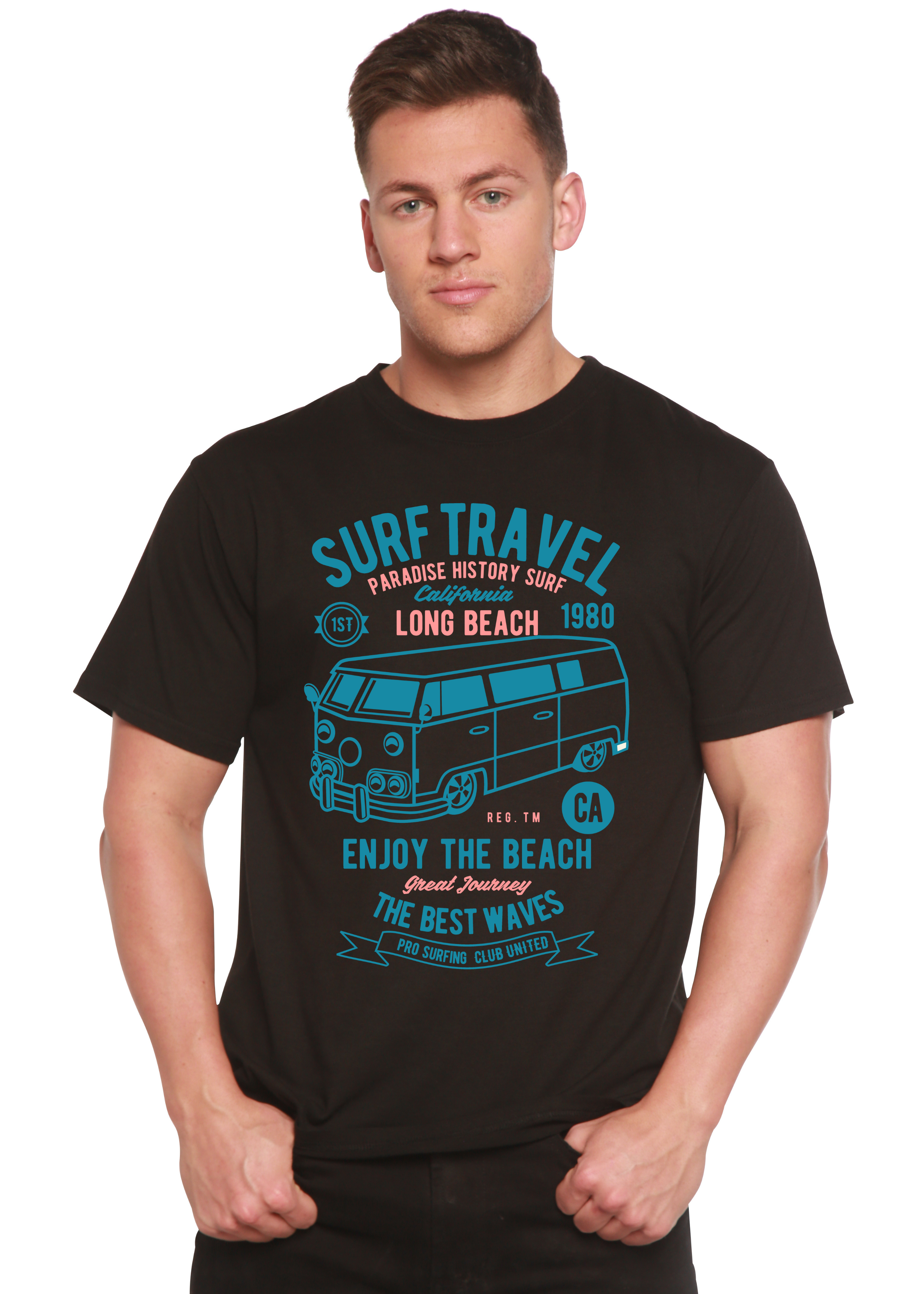 Spun Bamboo Surf Travel Spun Bamboo® Men's Bamboo Viscose/Organic Cotton Short Sleeve Graphic T-Shirt — side view