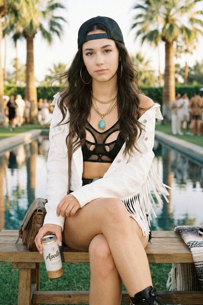 Cochella White Fringe Denim Jacket