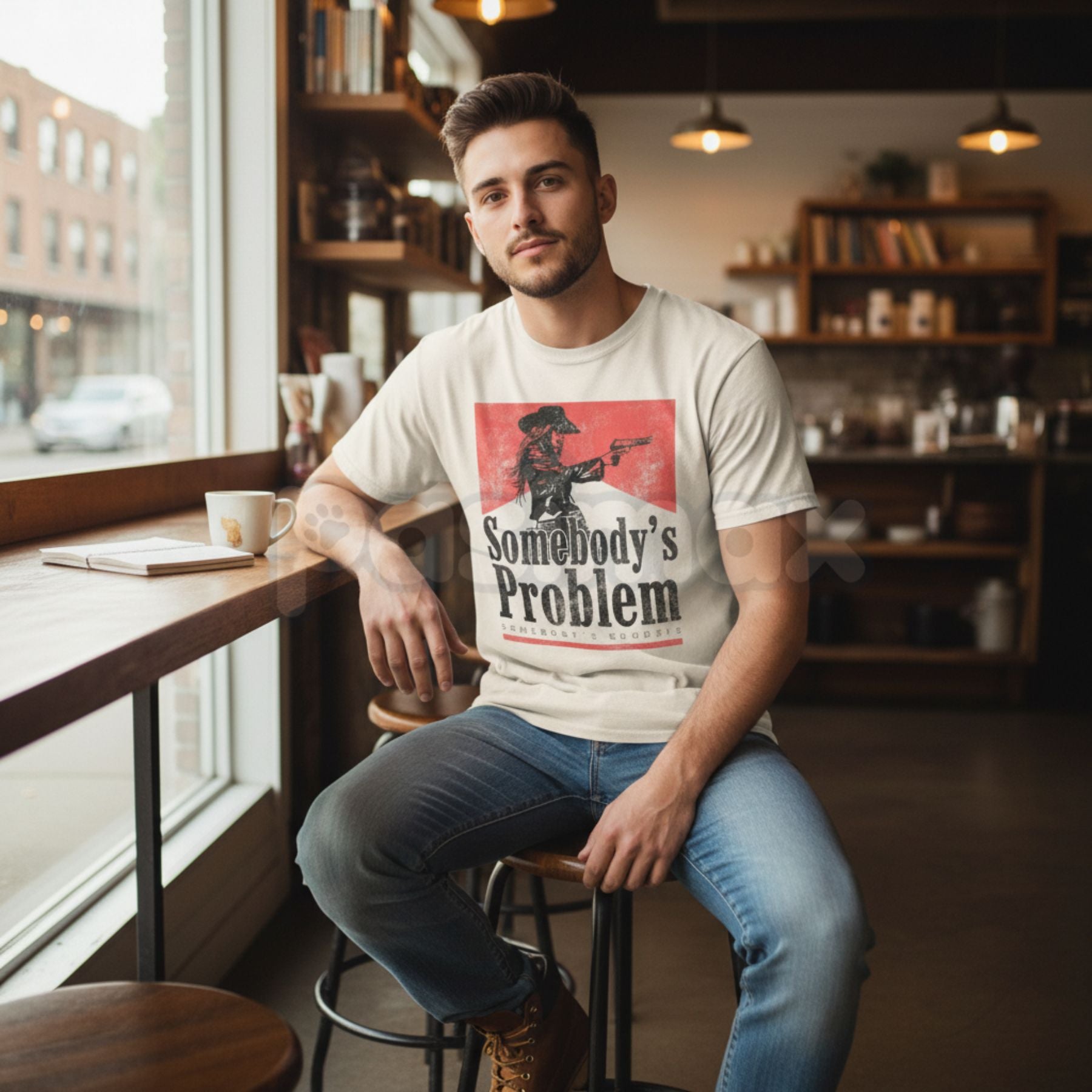 "Somebody's Problem" Vintage 90s Country T-Shirt – Retro Western Smoking Graphic Tee, Premium 100% Cotton Music Festival Top, Soft Lived-In Heavyweight Country Concert Shirt, Made in USA