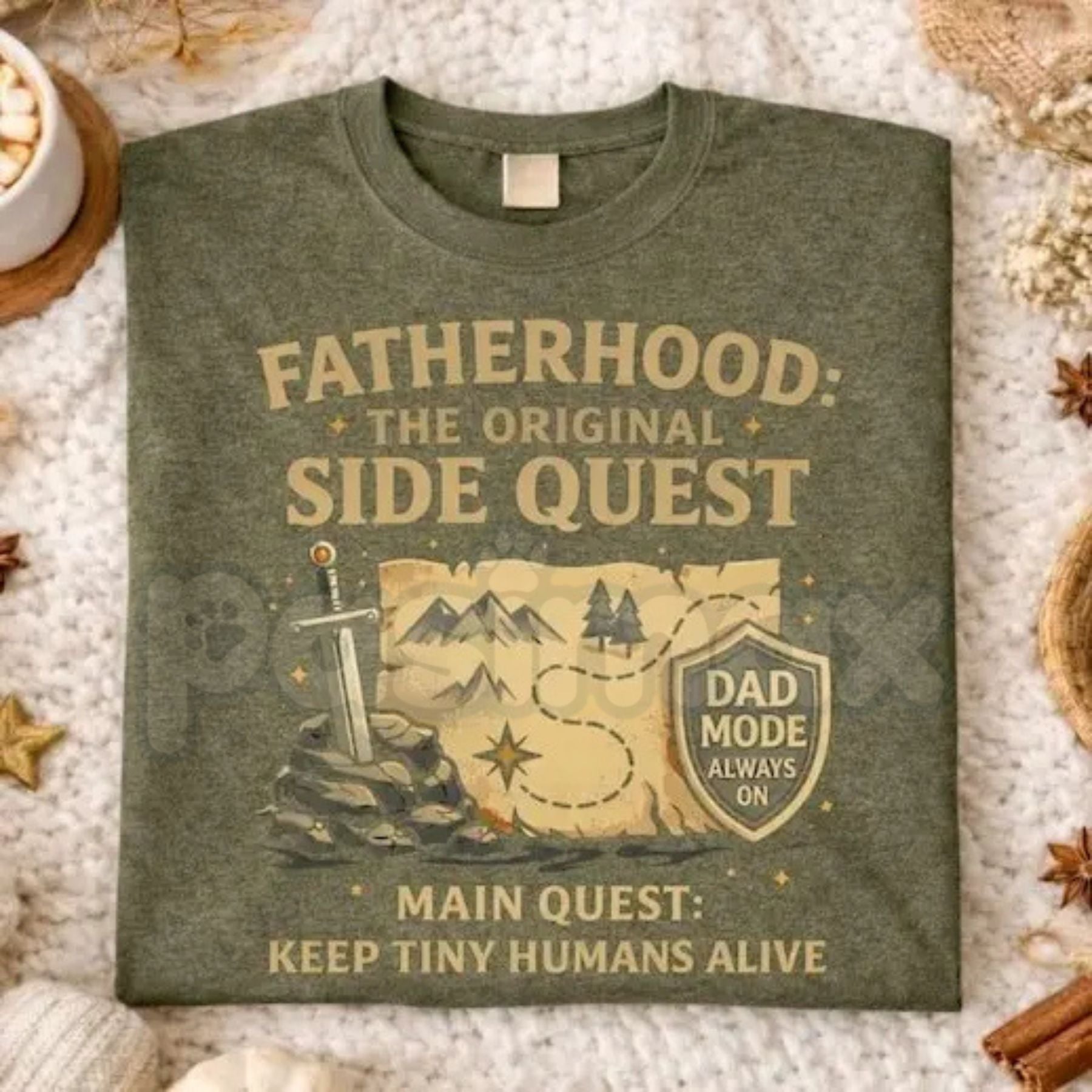 Funny "Fatherhood The Original Side Quest" T-Shirt – Retro Gamer Dad Quote Graphic Tee