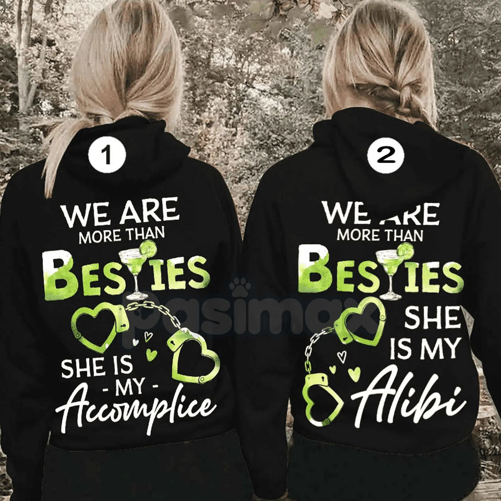 Pasimax Matching Best Friend Hoodie – "We Are More Than Besties" Graphic Fleece Pullover, Casual Unisex Couple Gift — detail 