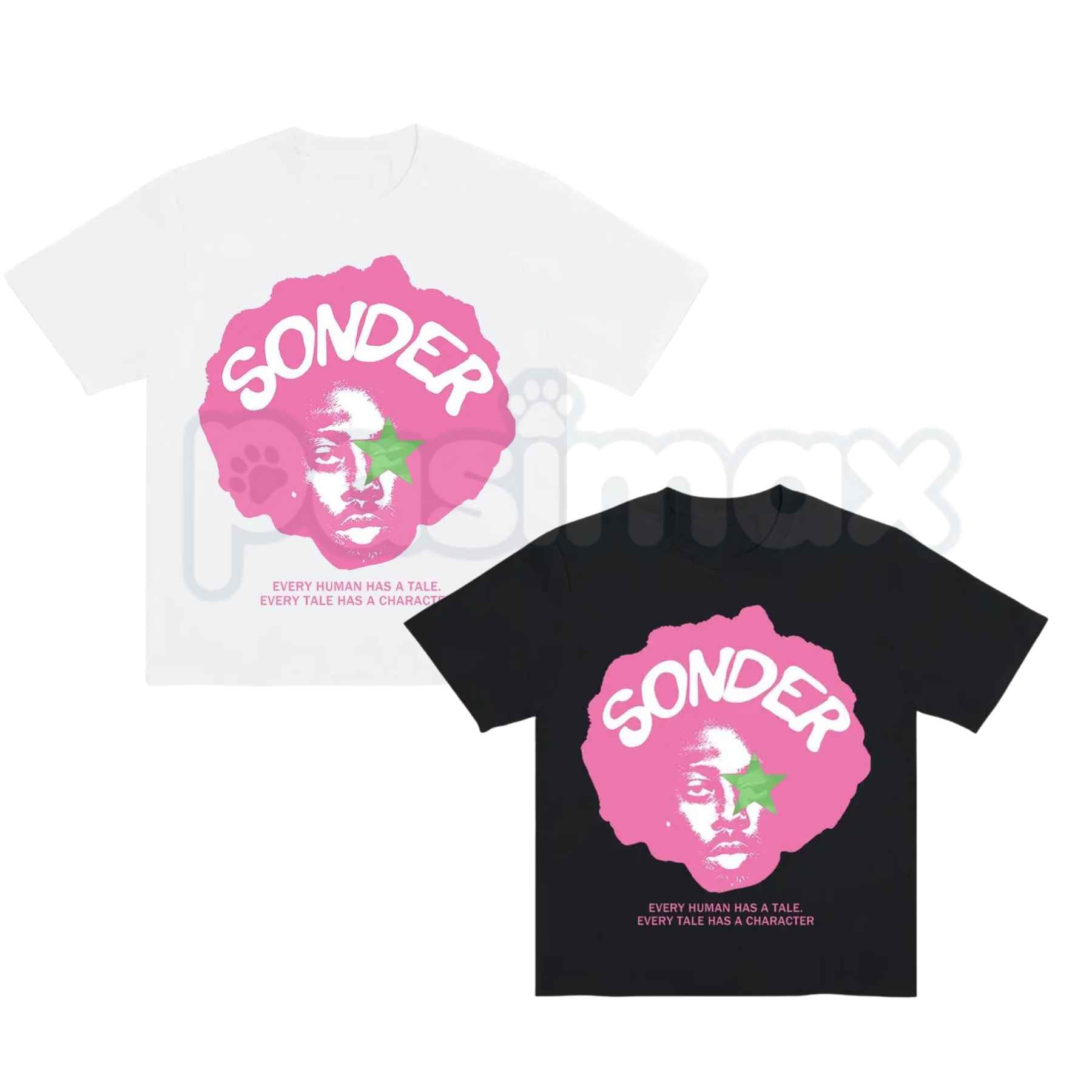 Bold Pink Sonder Lettering Geometric Print Rap Shirt – Modern Streetwear Graphic Tee, Minimalist Aesthetic Urban Unisex Hip Hop Fashion Shirt