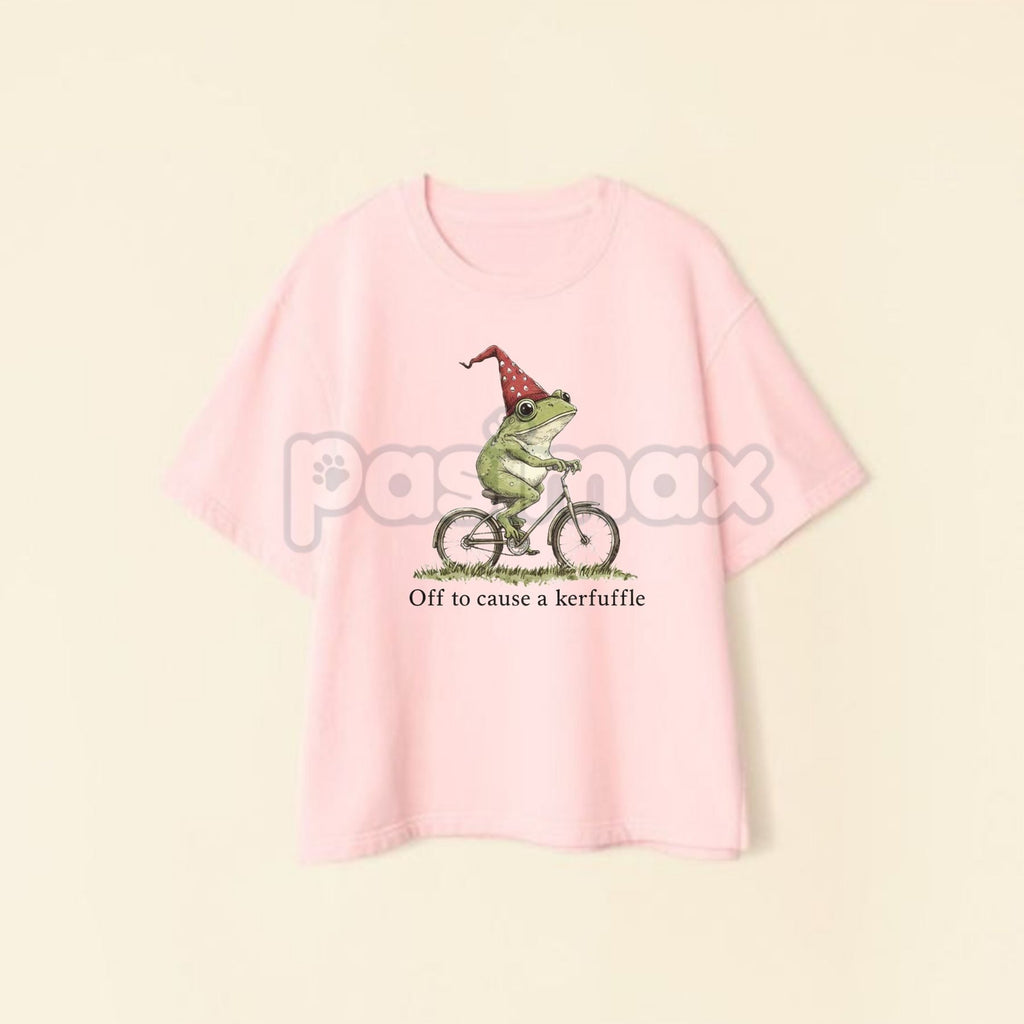 Pasimax "Off to Cause a Kerfuffle" Frog Meme T-Shirt - Sarcastic Internet Slogan Tee, Unisex Funny Weirdcore Graphic, Viral H