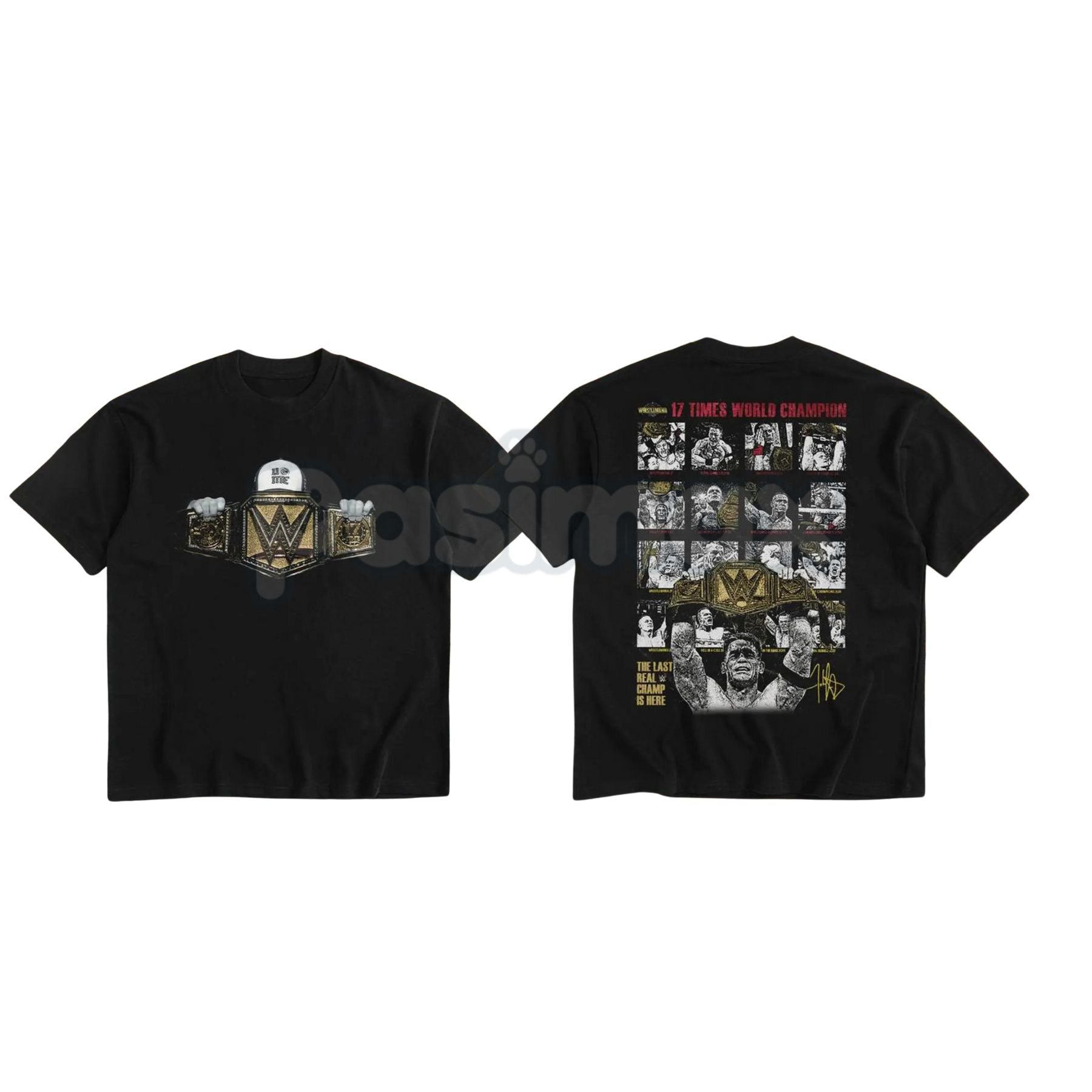 Pasimax John Cena 17x Champion T-Shirt - WWE Superstar Legacy Tee, Wrestling Collector's Apparel, Never Give Up Statement Top