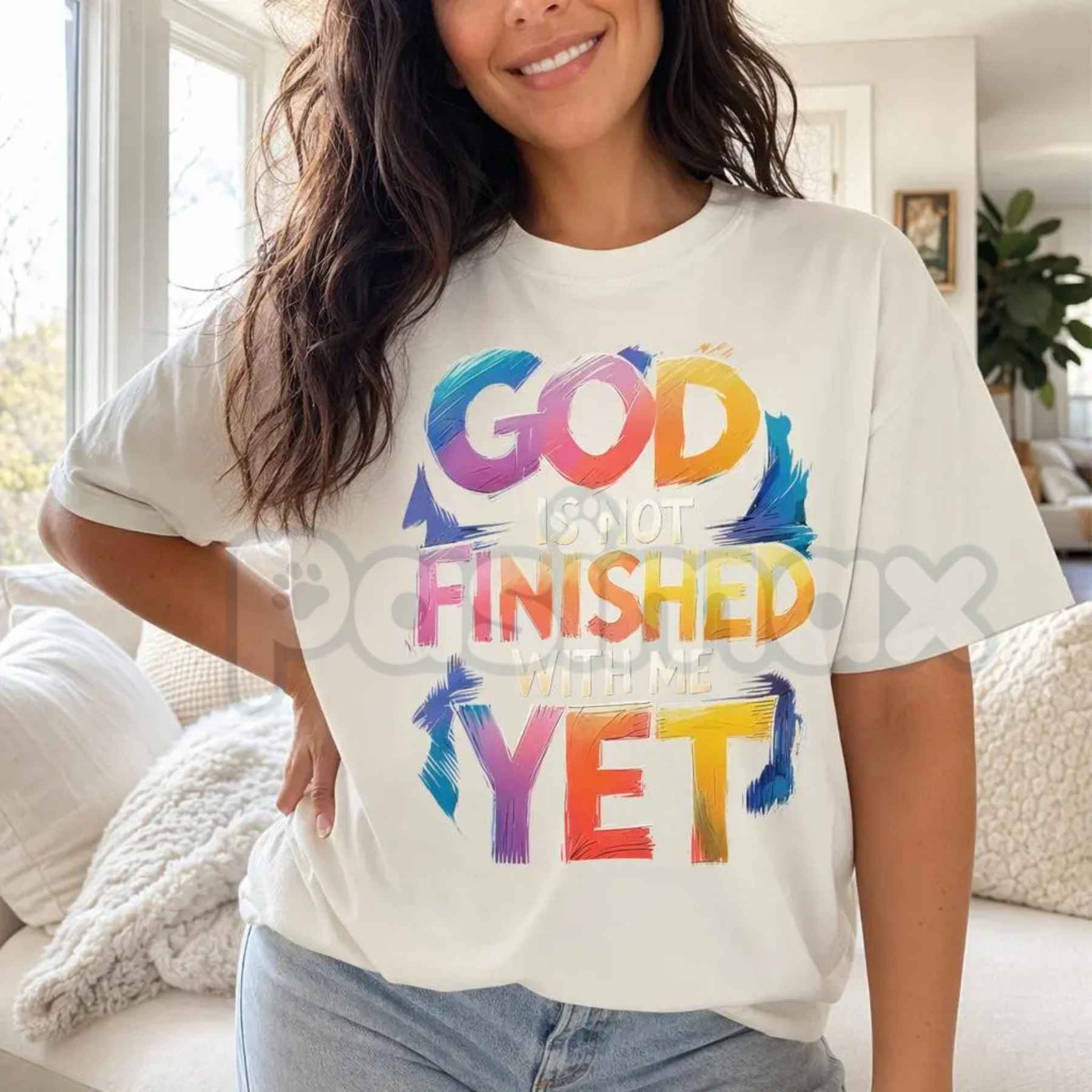 God Is Not Finished With Me Yet Faith Shirt – Christian Graphic Tee Women Plus Size, Inspirational Religious T-Shirt