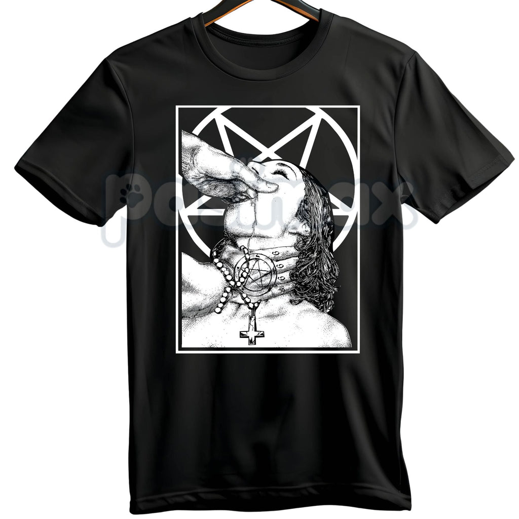 Pasimax Unholy Nun Naughty Graphic T-Shirt – Dark Gothic Aesthetic Hoodie & Edgy Streetwear Sweatshirt — detail close-up