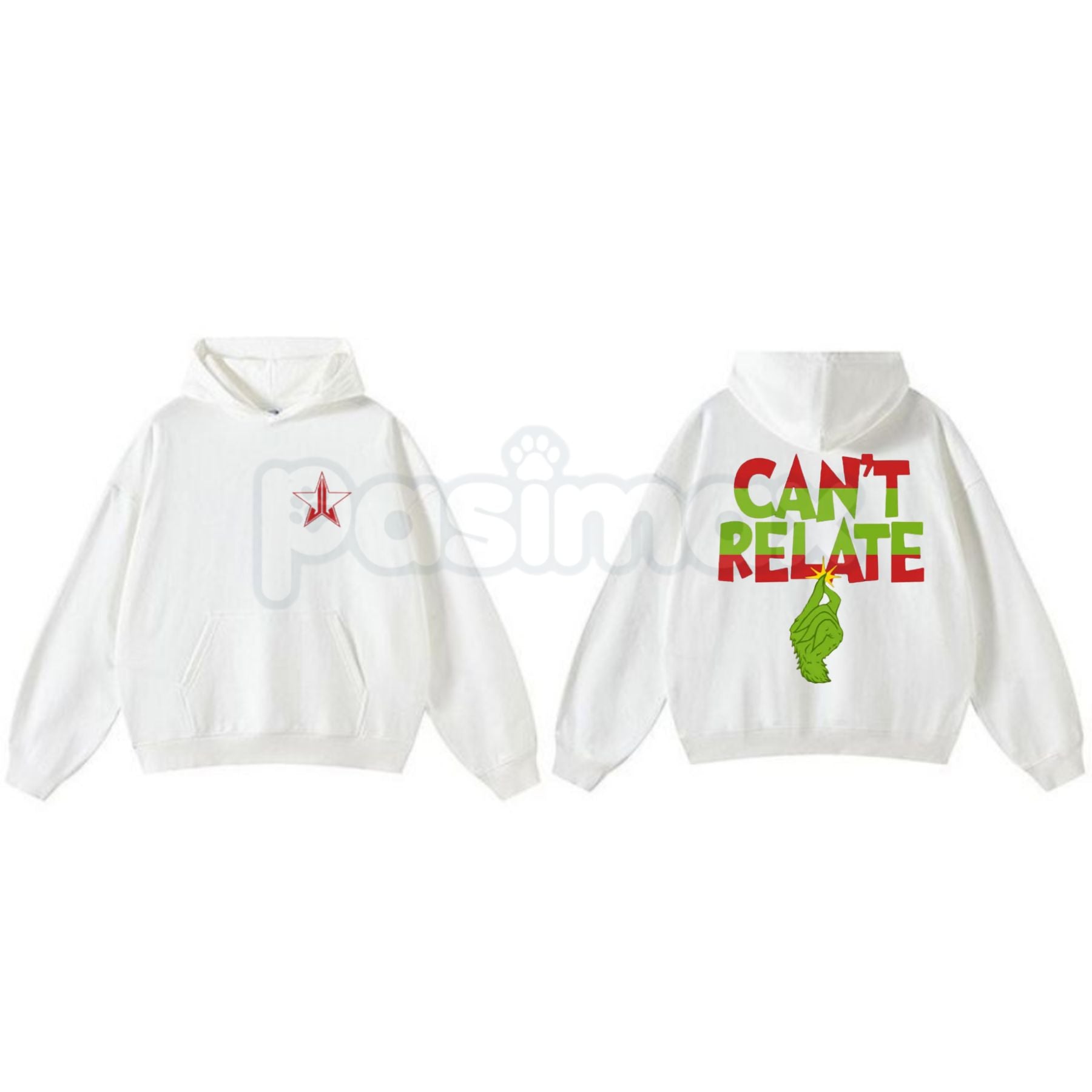 Pasimax "Can't Relate" Holiday Hoodie – Funny Anti-Christmas Slogan Pullover, Grinch & Introvert Festive Apparel, Unisex — li