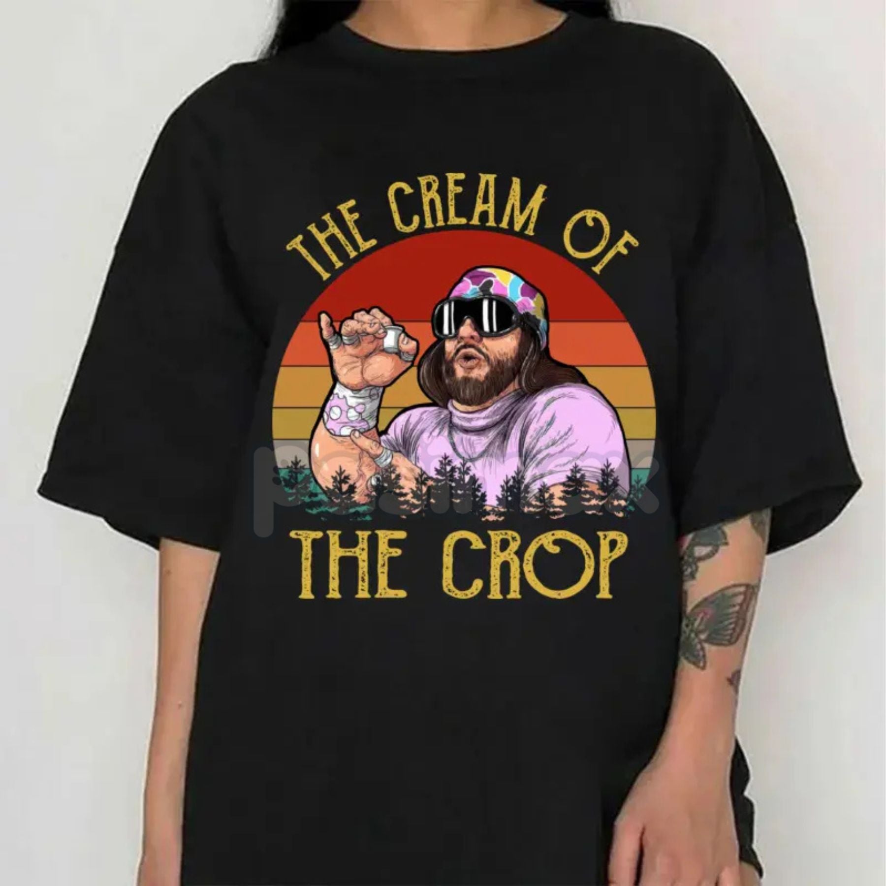 Pasimax "Macho The Cream of The Crop" Retro Graphic Tee — detail close-up