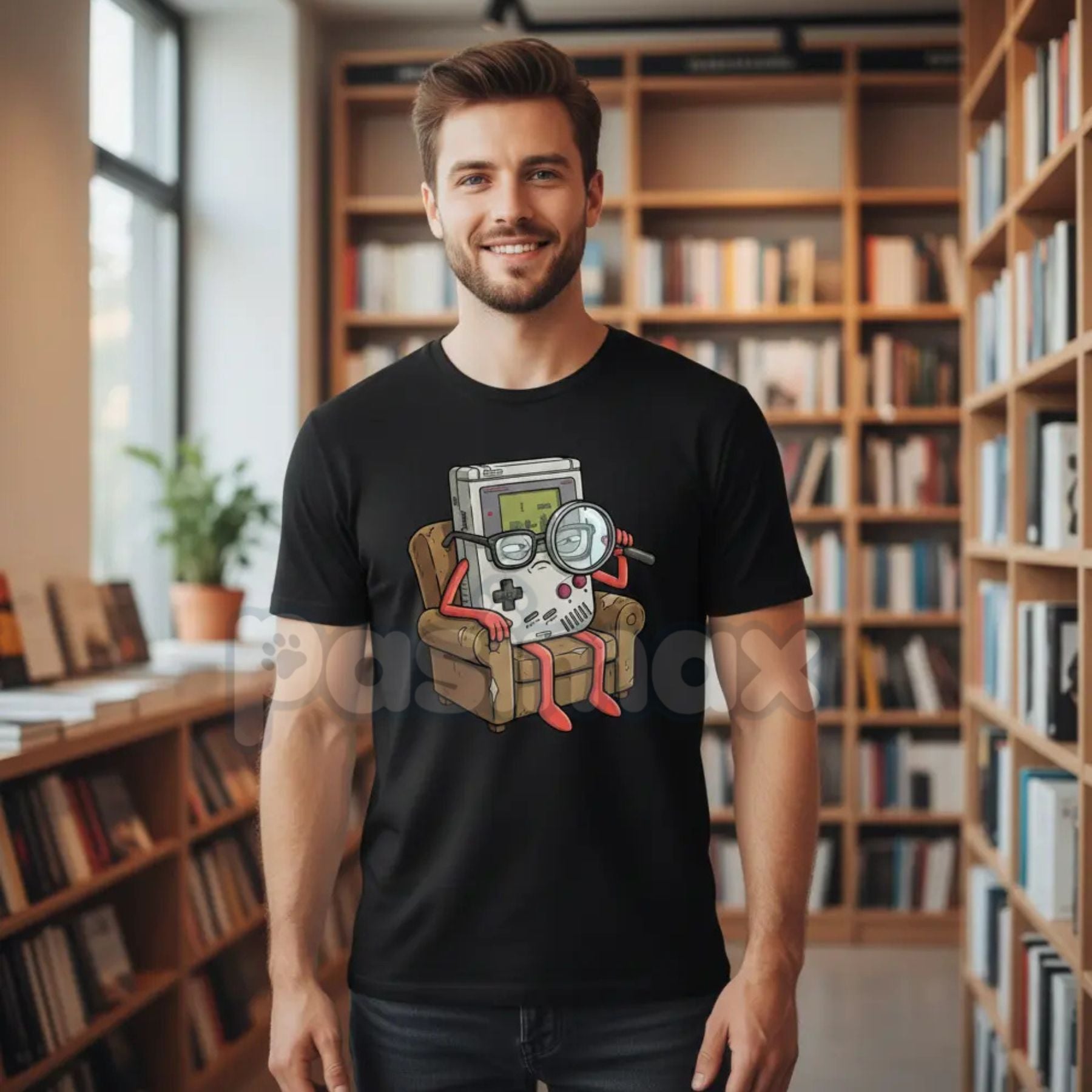 Pasimax Cool Old Game Boy Detective Shirt - Retro Gaming Console Funny Cotton Graphic Tee, 8-Bit Detective Humor Apparel, Nos