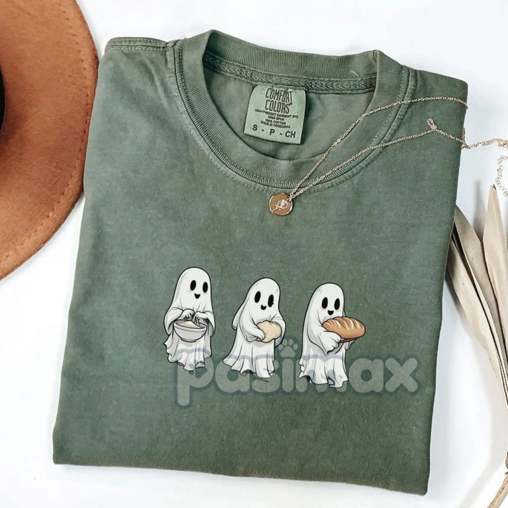 Pasimax Sourdough Baker Ghost T-shirt — detail close-up
