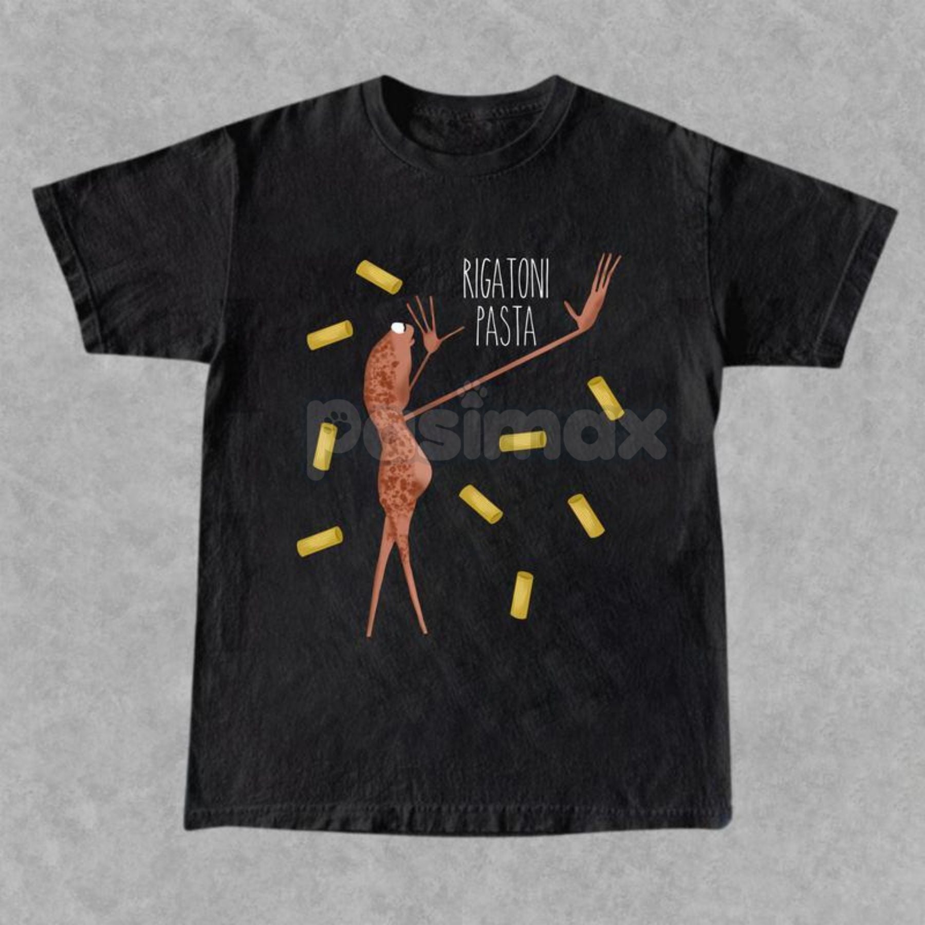 Pasimax Rigatoni Pasta & Worm Graphic Tee — detail close-up