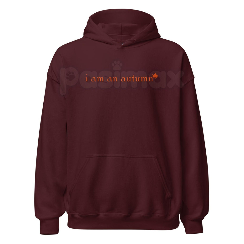 Pasimax "I Am An Autumn" Embroidered Unisex Hoodie — detail close-up