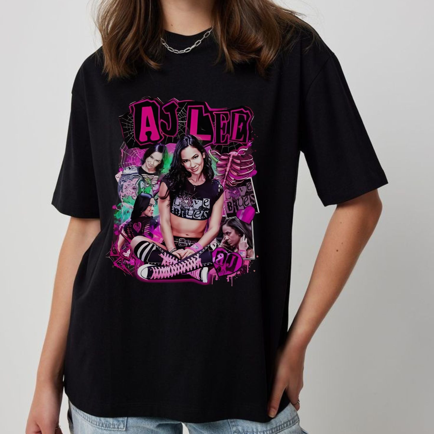 Pasimax AJ LEE Retro T-Shirt — detail close-up