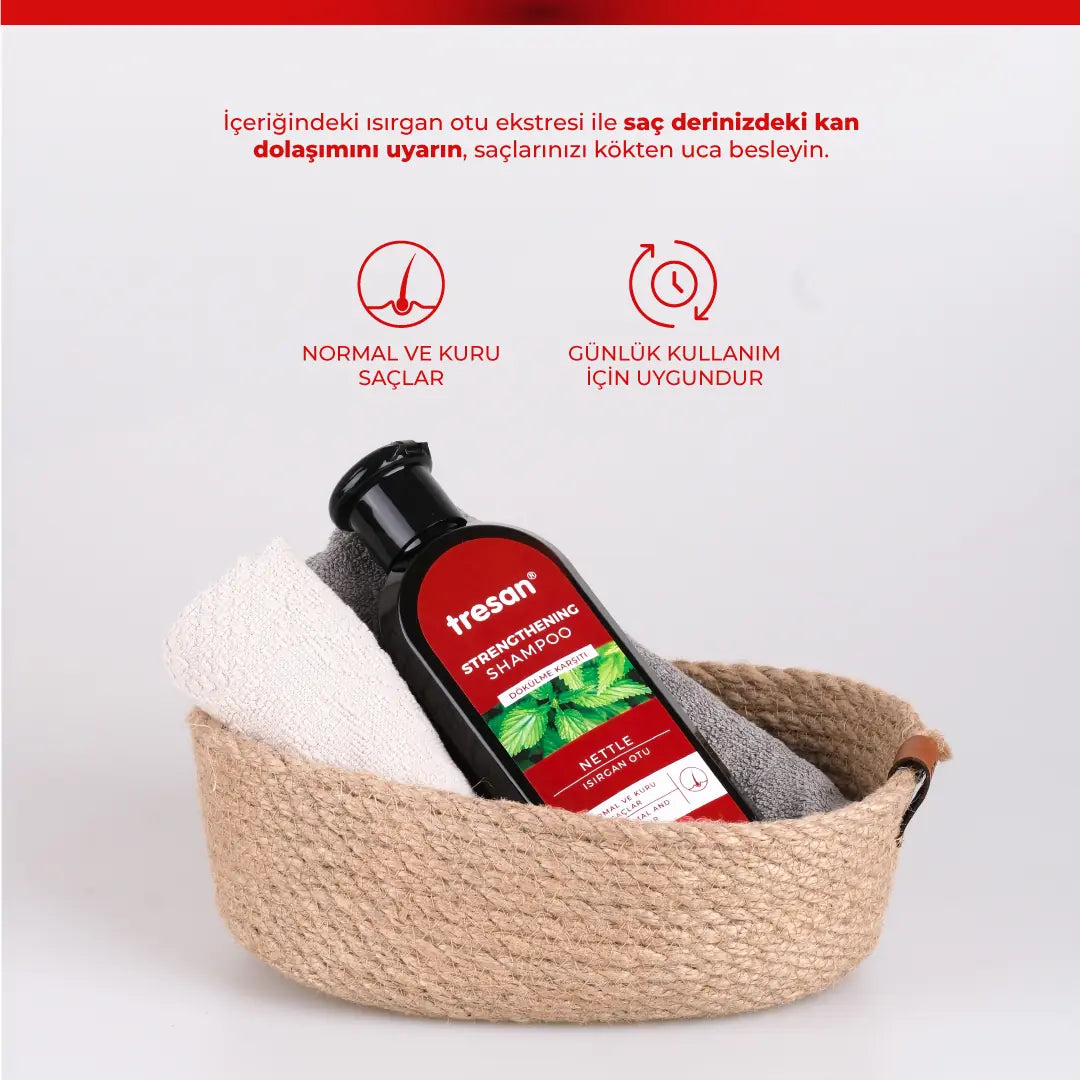 Tresan Nourishing Shampoo with Nettle Extract - 10.14 fl oz - Strengthens Hair, Natural Hair Care