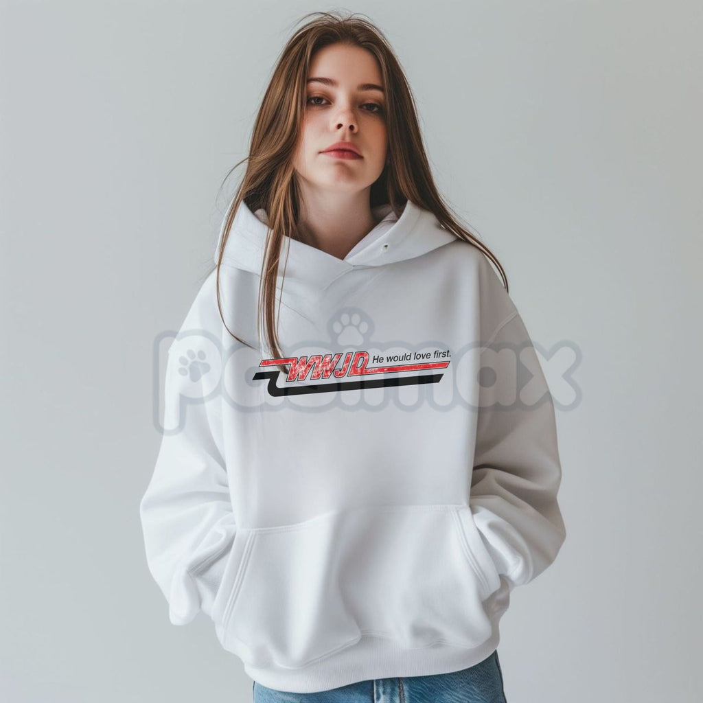 Pasimax Retro WWJD Skater Style Hoodie – 90s Aesthetic Christian Streetwear, Oversized Y2K Faith Pullover, Unisex — detail cl