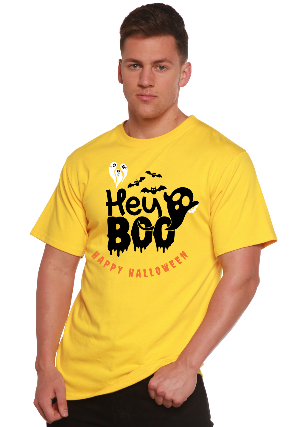 Spun Bamboo Hey Boo Men's Bamboo Viscose/Organic Cotton Short Sleeve Graphic T-Shirt — lifestyle context