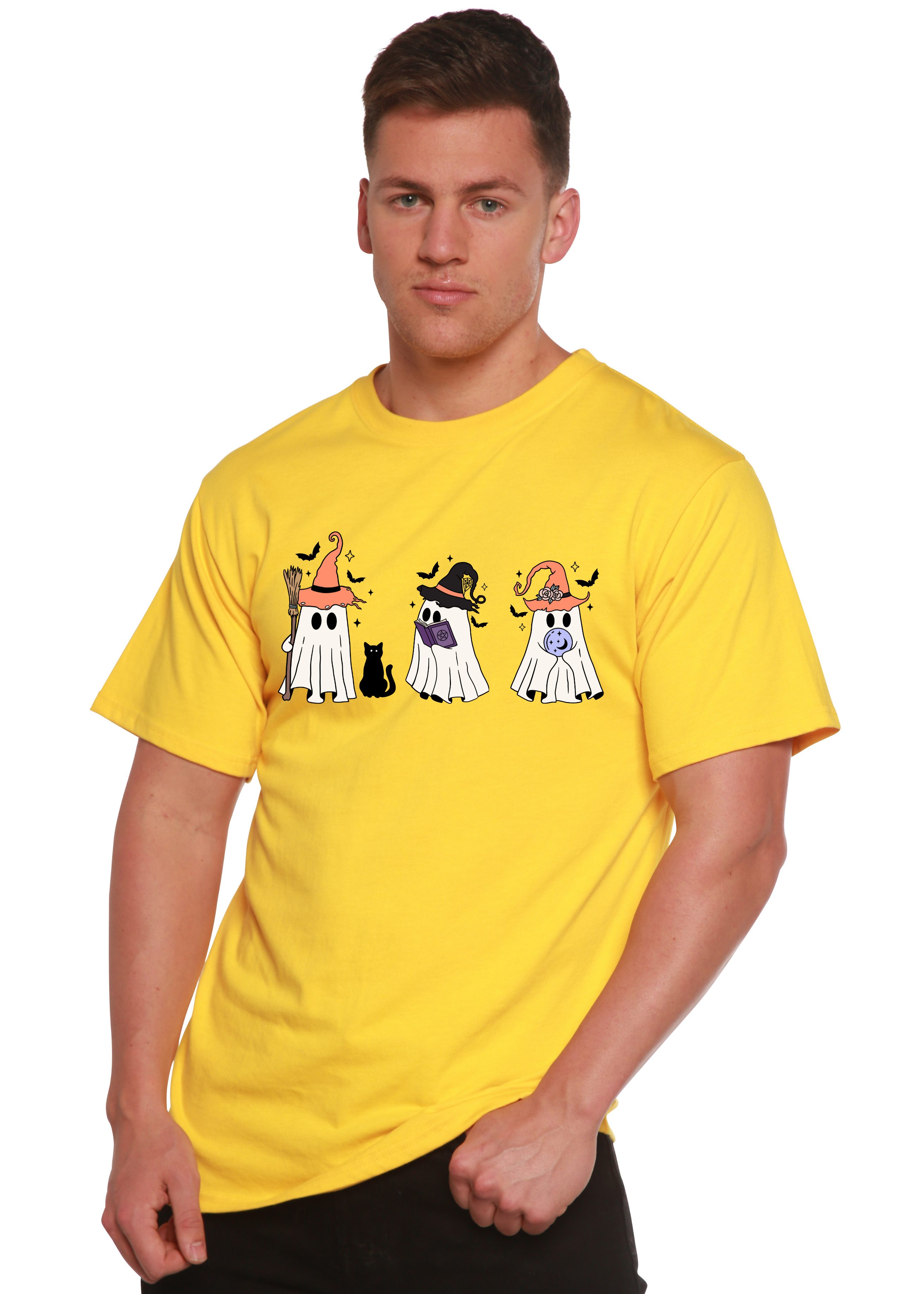 Spun Bamboo Halloween Boo Men's Bamboo Viscose/Organic Cotton Short Sleeve Graphic T-Shirt — side view