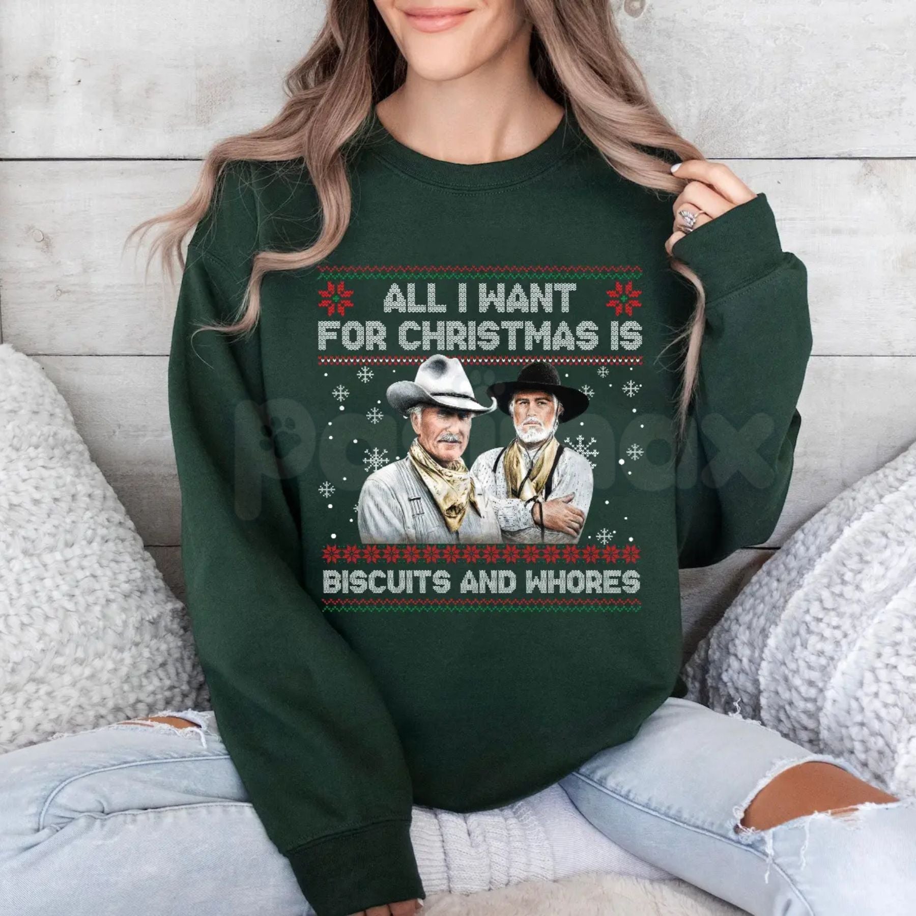 Pasimax Funny Christmas Vacation Quote Ugly Sweatshirt | "Holy Shit Where's the Tylenol" Jumper | Funny Western Movie Shirt I