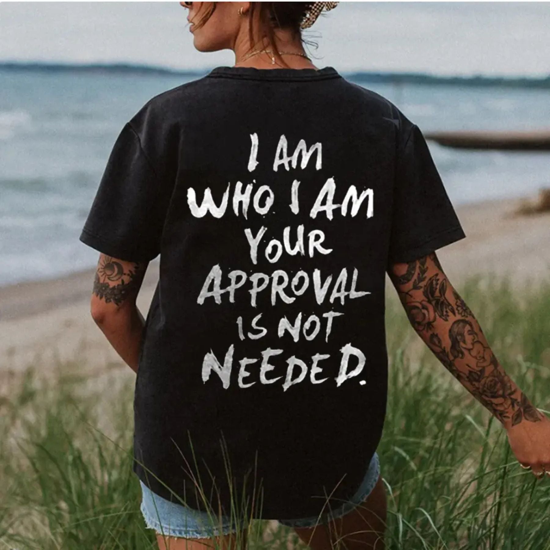 Pasimax "I Am Who I Am, Your Approval Is Not Required" T-Shirt — detail close-up