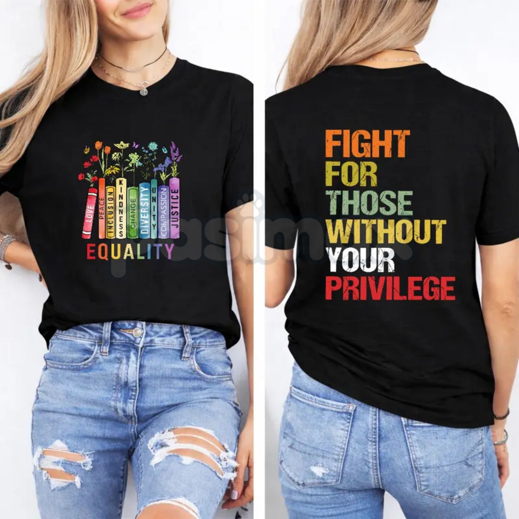 Equality Fight for Those Without Privilege Shirt – Equality Book Flowers Hoodie & Social Justice Sweatshirt