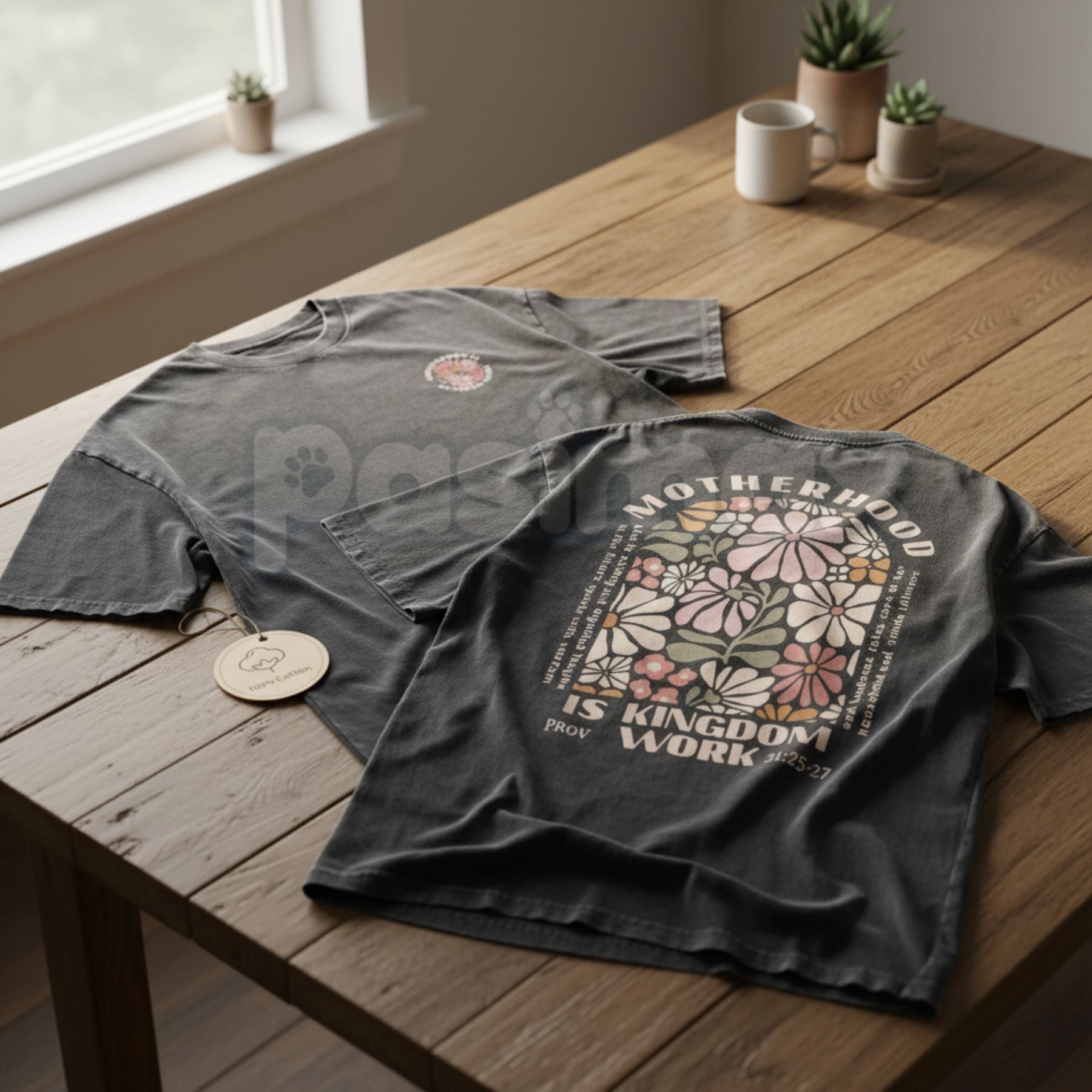 Motherhood is the Kingdom of Work Vintage Washed T-Shirt – Inspirational Mom Graphic Tee, Lightweight Cotton Aesthetic Streetwear