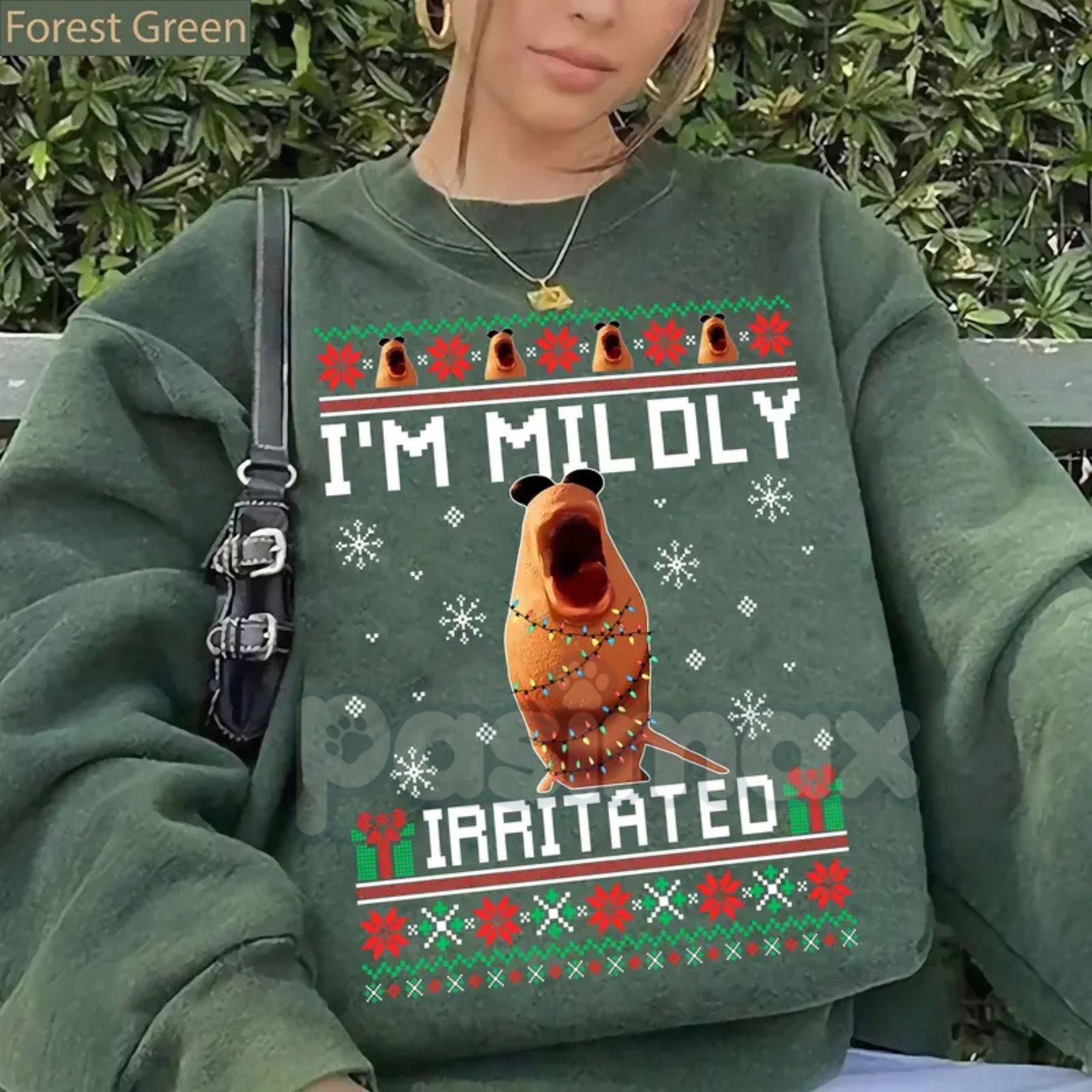 Pasimax Mildly Irritated Christmas Sweatshirt | Funny Meme Ugly Christmas Sweater | Relatable Holiday Jumper | Sarcastic Xmas