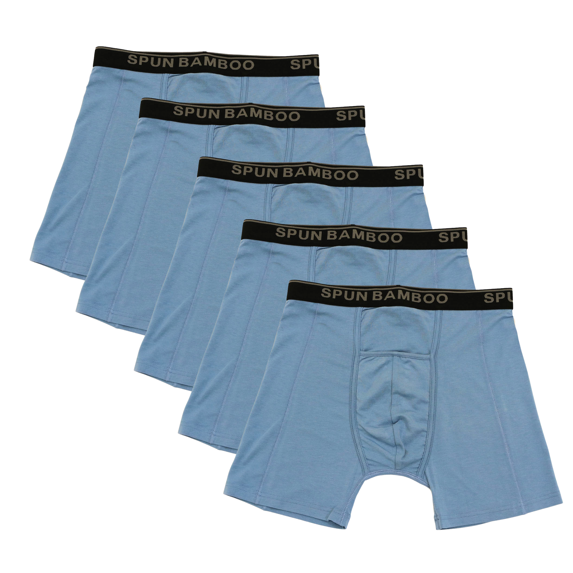 Spun Bamboo Men's Bamboo Viscose Boxer Briefs Underwear Steel Blue Color - 5-pack — main product shot