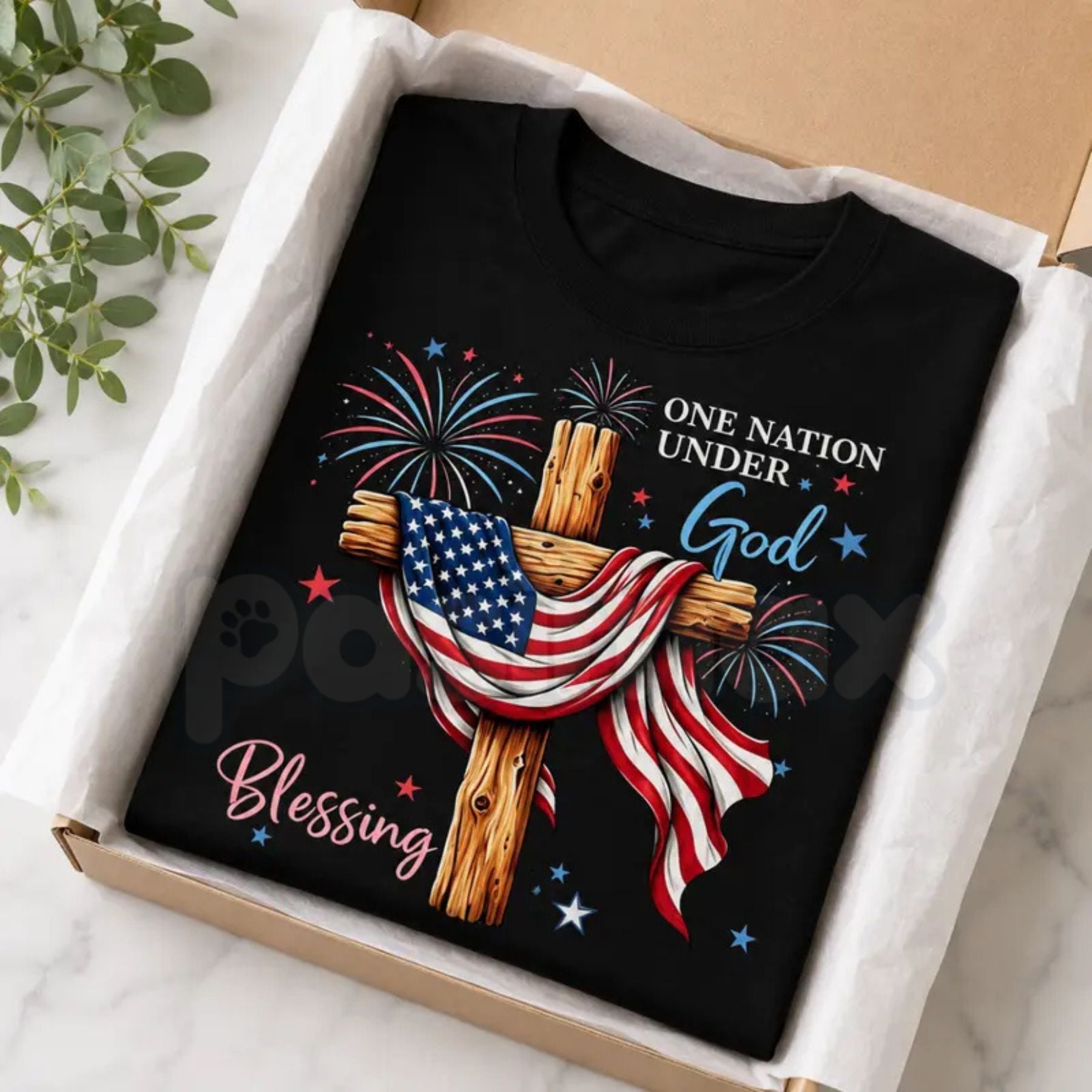 "One Nation Under God" American Flag Cross T-Shirt – Christian Patriotic 4th of July Novelty Faith Graphic Tee