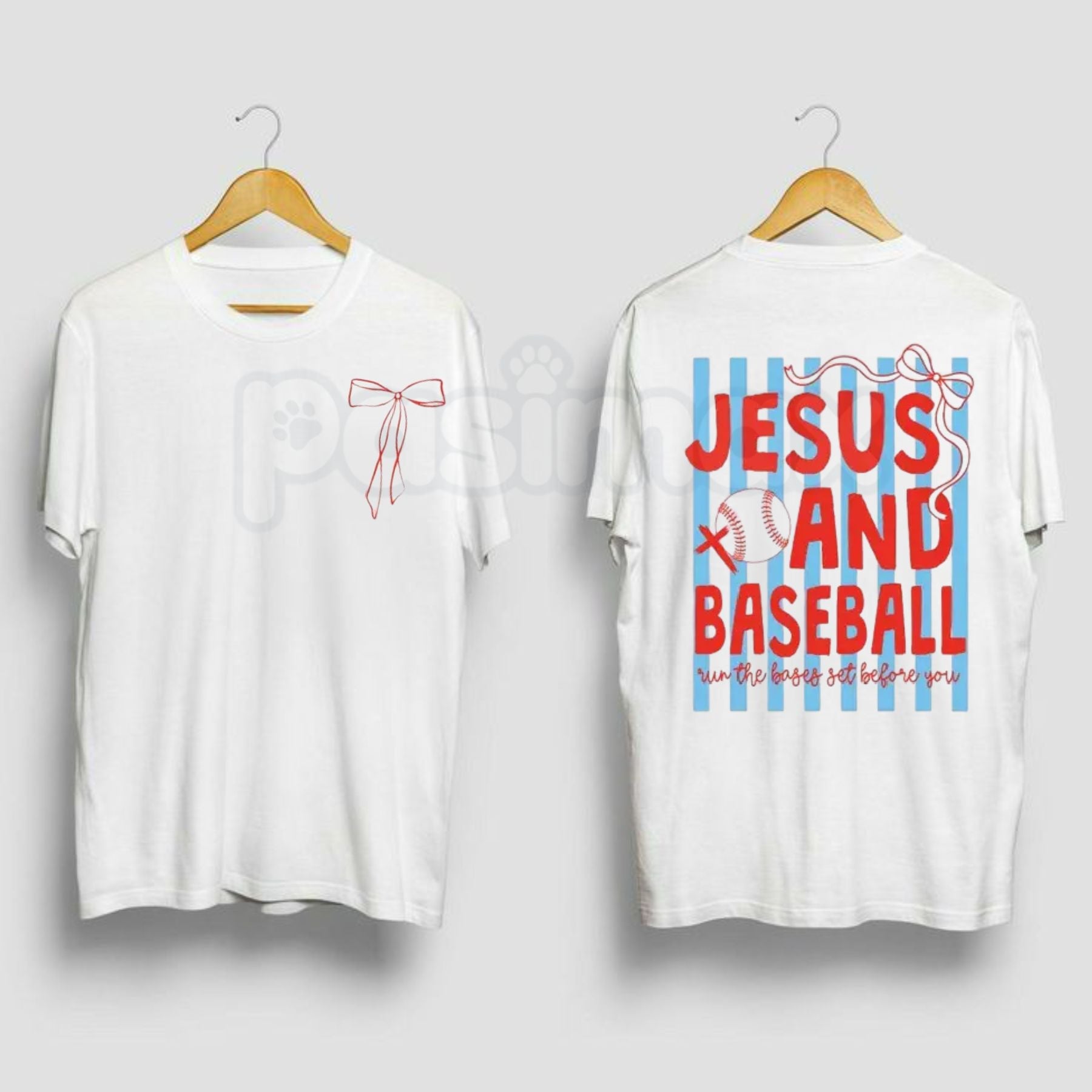 "2 Sides: Jesus & Baseball" Coquette T-Shirt – Cute Christian Athlete Graphic Tee, Premium 100% Cotton Pink Bow Baseball Top, Soft Lived-In Heavyweight Faith & Sports Shirt, Made in USA