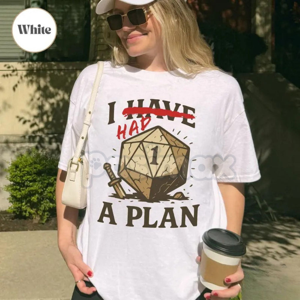 Pasimax "Don't worry, I have a plan." D&D T-Shirt - Funny Dungeons and Dragons Slogan Tee, Tabletop Games Gift for Him Her, G