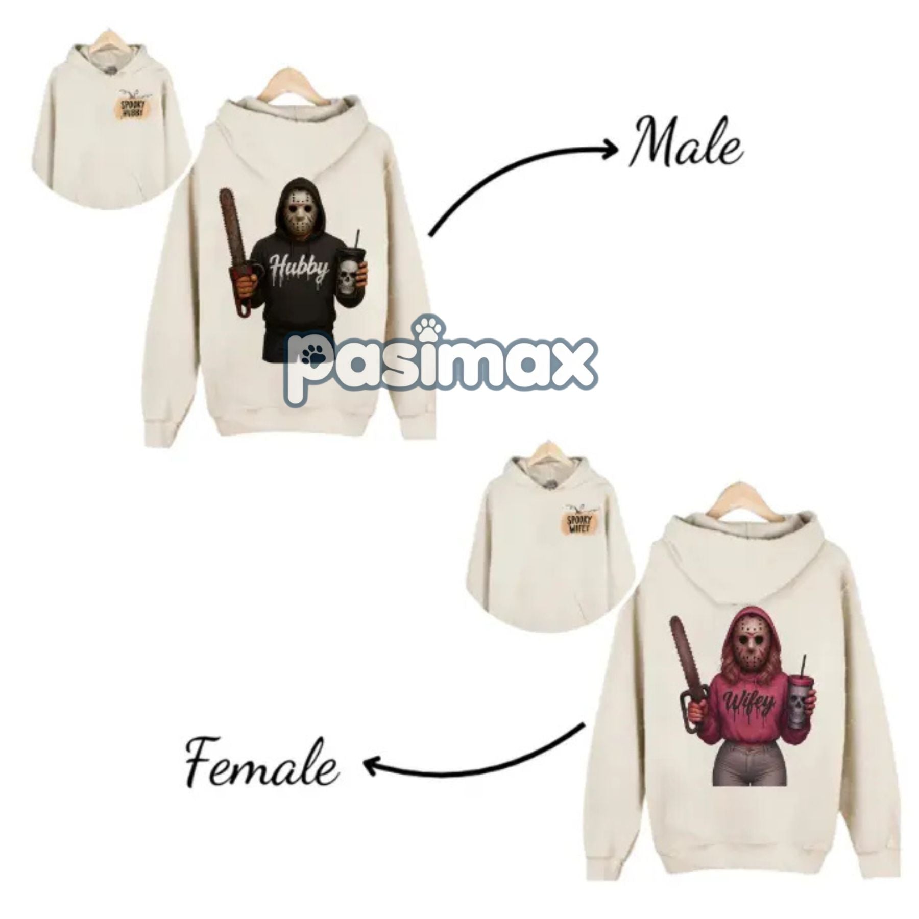 Pasimax Wifey & Hubby Jason Hoodie — detail close-up