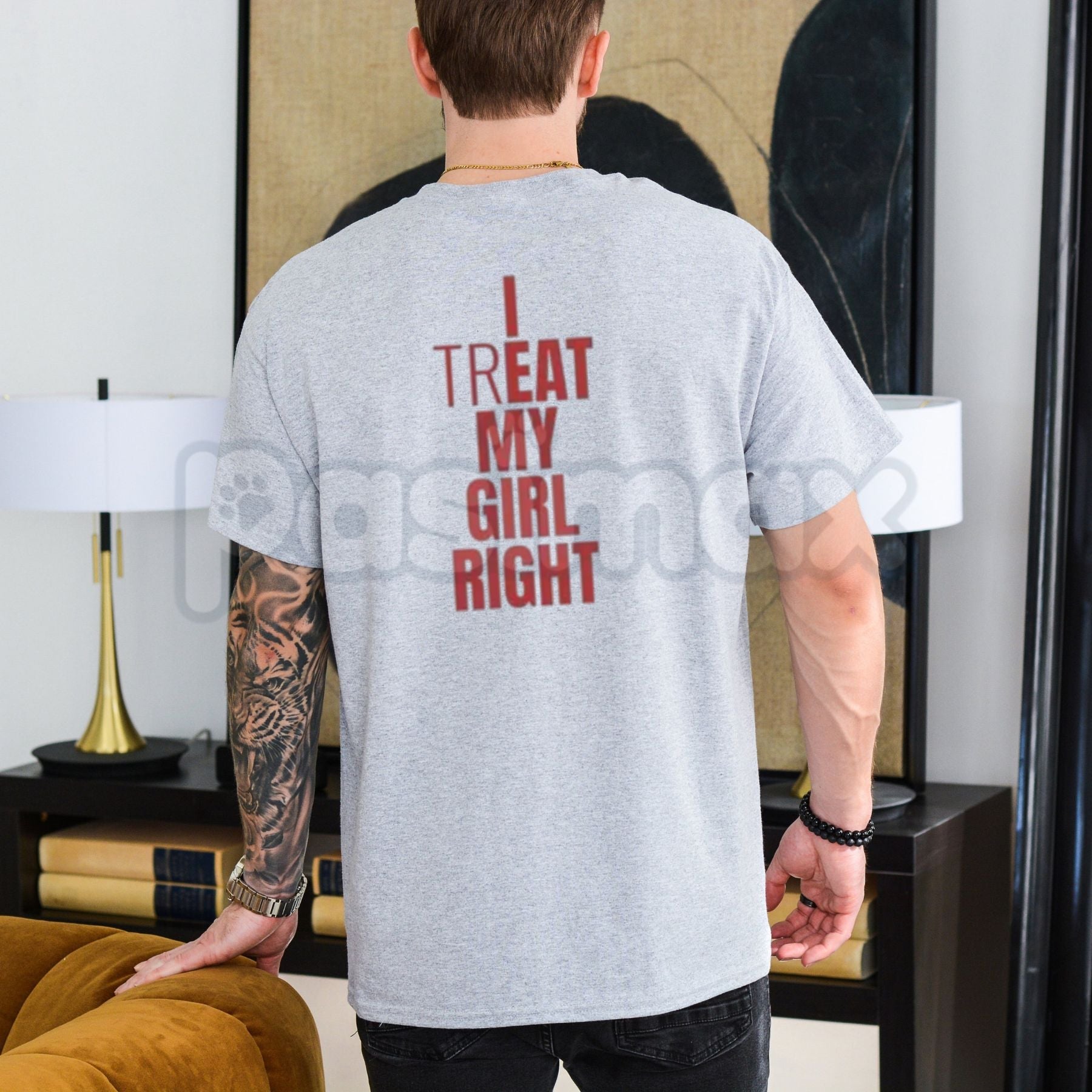 "I Treat My Girl Right" Valentine's Day T-Shirt – Romantic Boyfriend Graphic Tee, Premium 100% Cotton Anniversary Gift Top, Soft Lived-In Heavyweight Relationship Pride Shirt, Made in USA