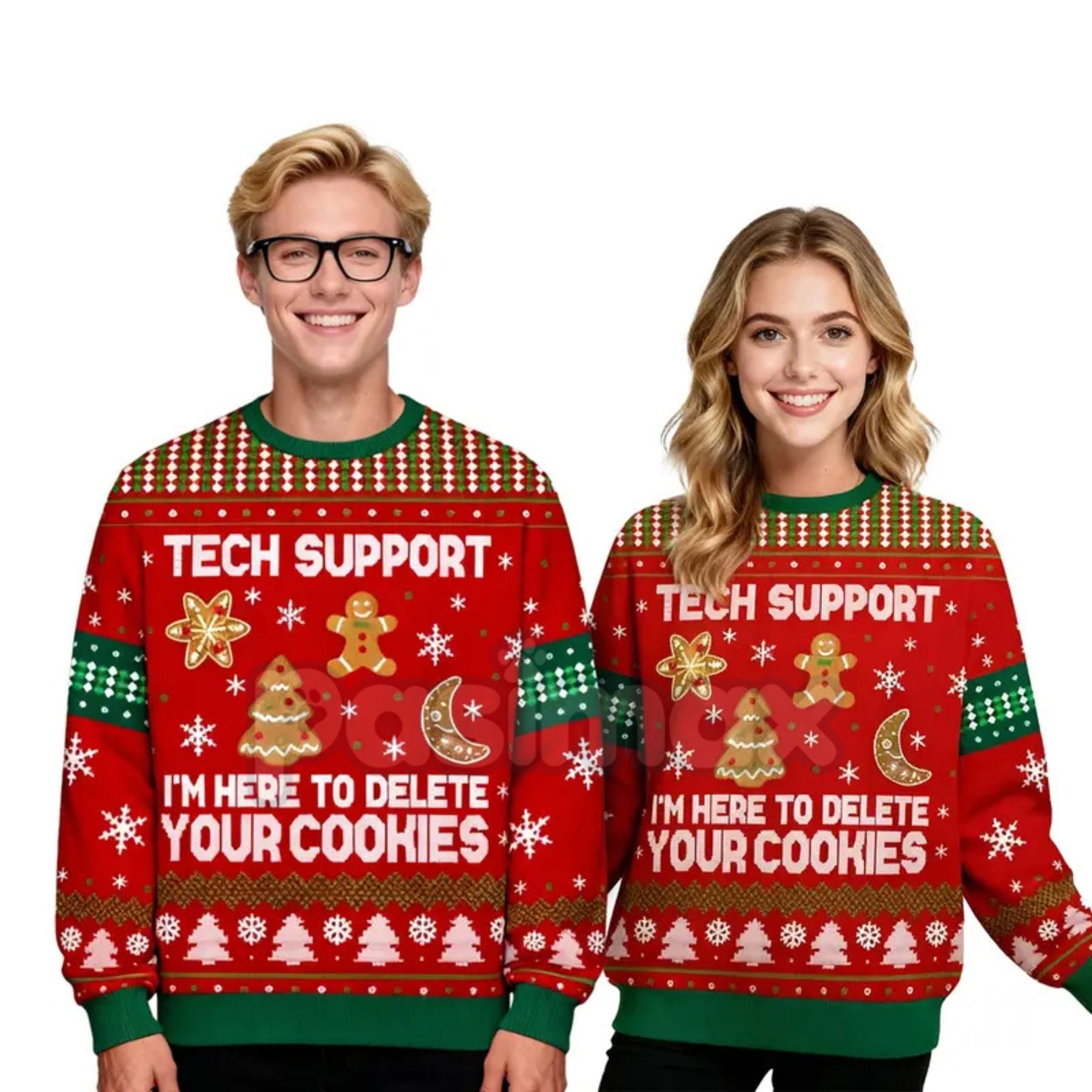 Pasimax Geeksoutfit Retro Geek Sweater Ugly Christmas Jumper, Crew Neck Long Sleeve Holiday Knitwear for Men & Women — side v