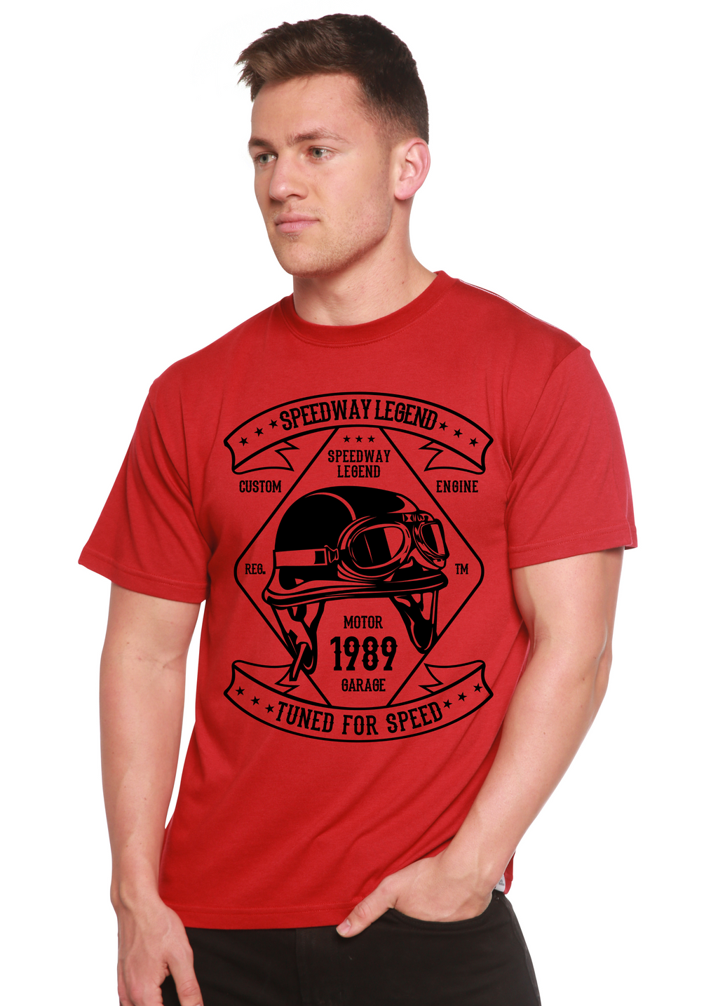 Spun Bamboo Speedway Legend Spun Bamboo® Men's Bamboo Viscose/Organic Cotton Short Sleeve Graphic T-Shirt — side view