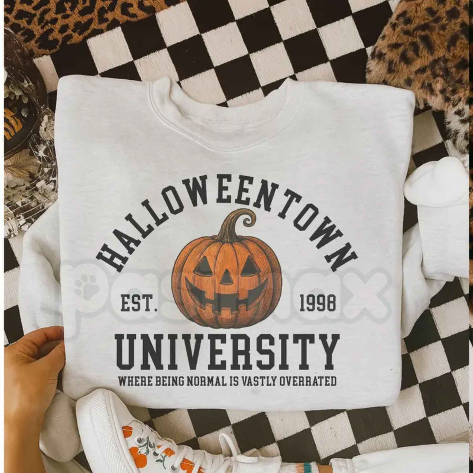 Halloween Town University Sweatshirt | Vintage Pumpkin Crewneck