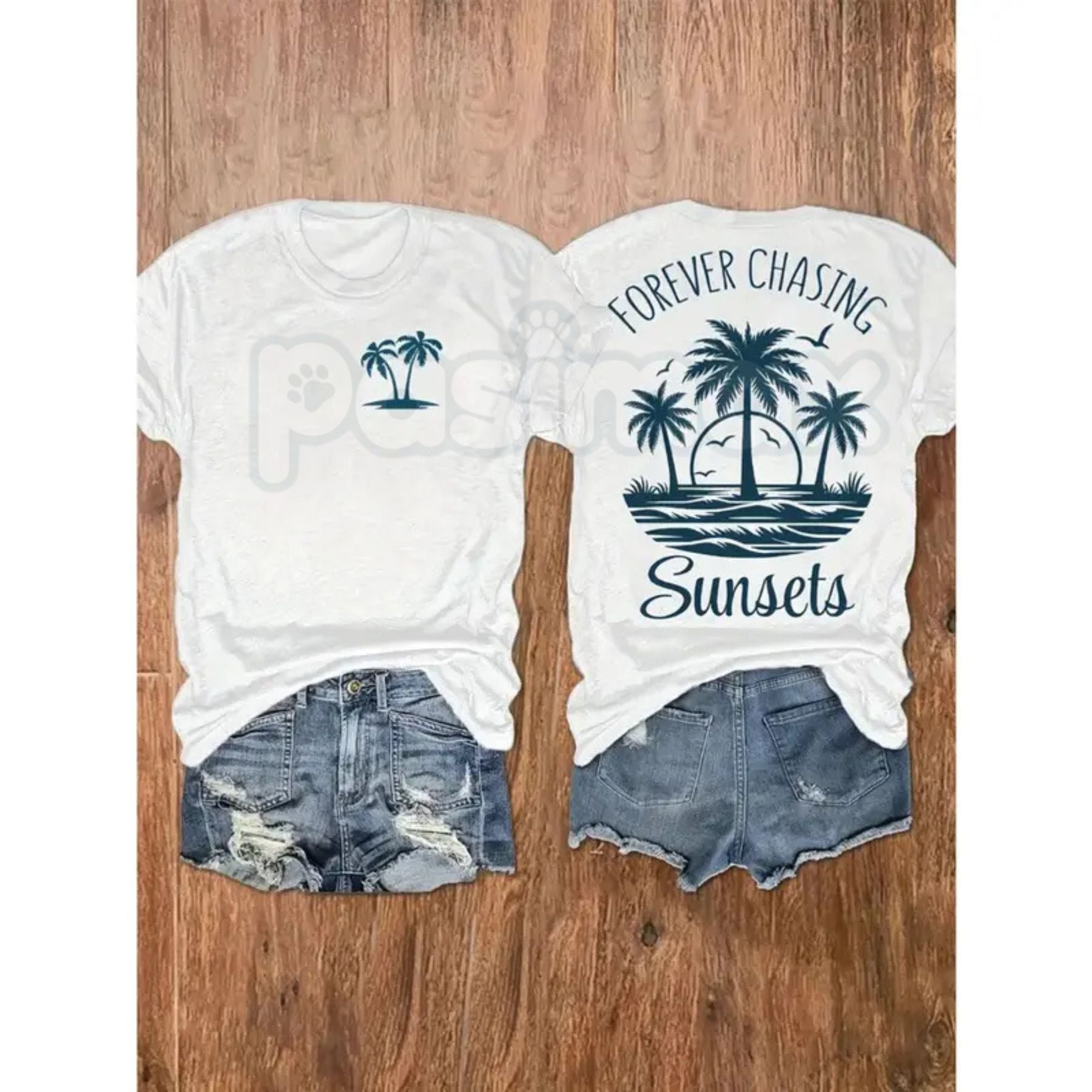 Pasimax "Forever Chasing Sunsets" Graphic T-Shirt - Aesthetic Nature Adventure Tee, Premium 100% Cotton Wanderlust Top, Retro