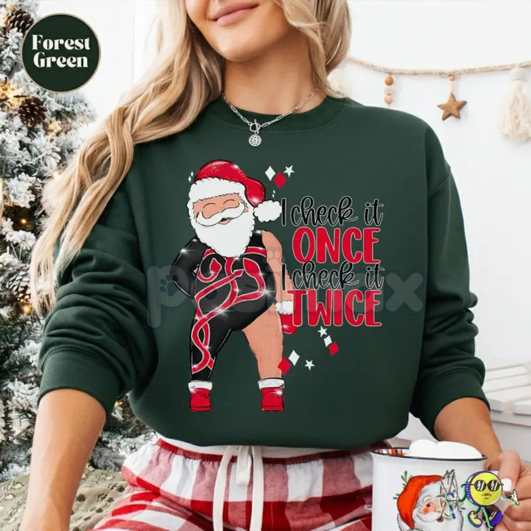 Pasimax Santa I Check It Twice Era Inspired Unisex Sweatshirt | Funny Christmas Anxiety Jumper | Cozy Holiday Meme Crewneck G