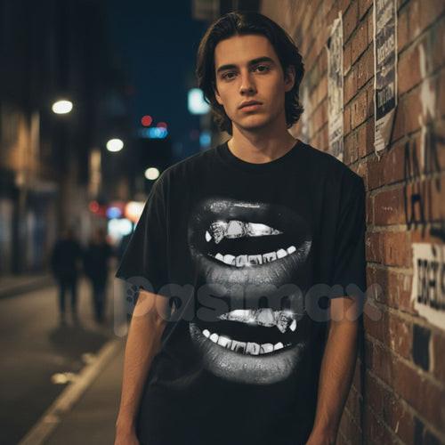 "Fashionable Mouth" Garment-Dyed T-Shirt – Aesthetic Lip Graphic Tee, Premium 100% Cotton Streetwear Top, Soft Lived-In Heavyweight Statement Shirt, Made in USA