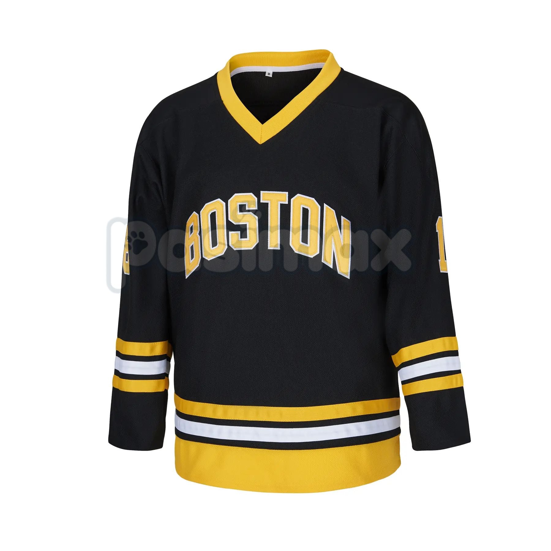 Pasimax The Gilmore #18 Boston Hockey Jersey – Premium 1996 Movie Fan Replica — detail close-up