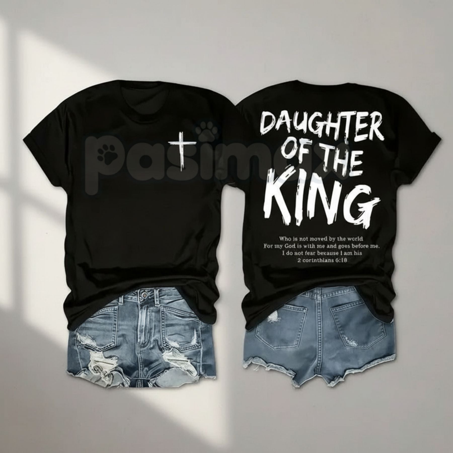 Pasimax "Daughter of the King" Women's Christian T-Shirt - Inspirational Faith-Based Graphic Tee, Premium 100% Cotton Religio