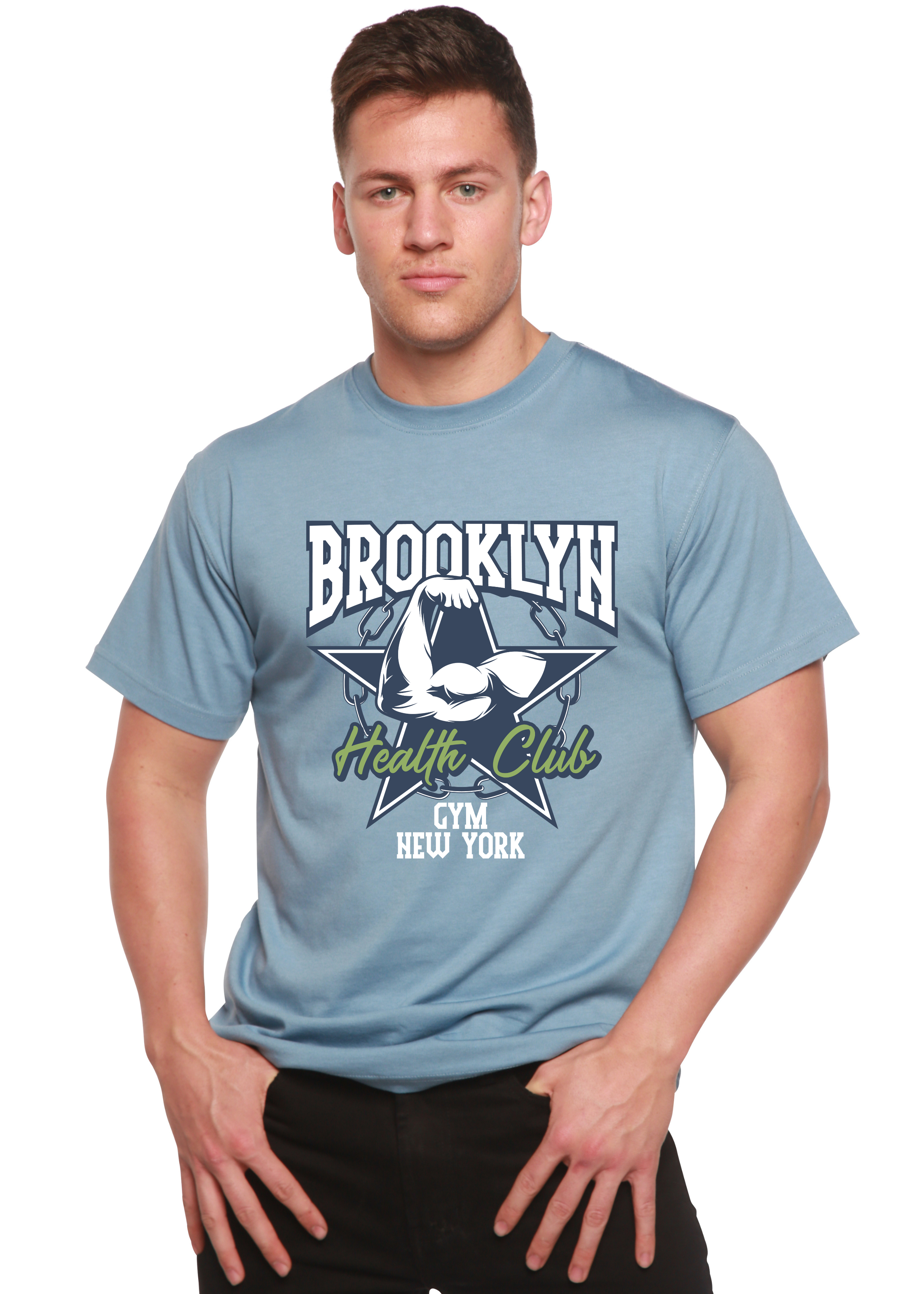 Spun Bamboo Brooklyn Health Club Men's Bamboo Viscose/Organic Cotton Short Sleeve Graphic T-Shirt — side view