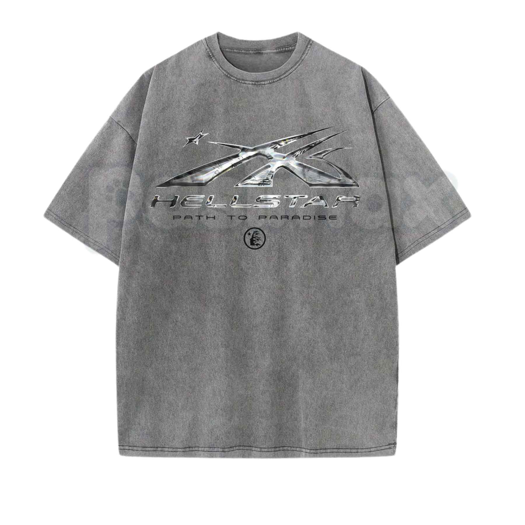 Hellstar Washed T-Shirt – Retro Oversized Heavyweight Cotton Graphic Tee, Vintage Mineral Faded Hip-Hop Streetwear Unisex Top