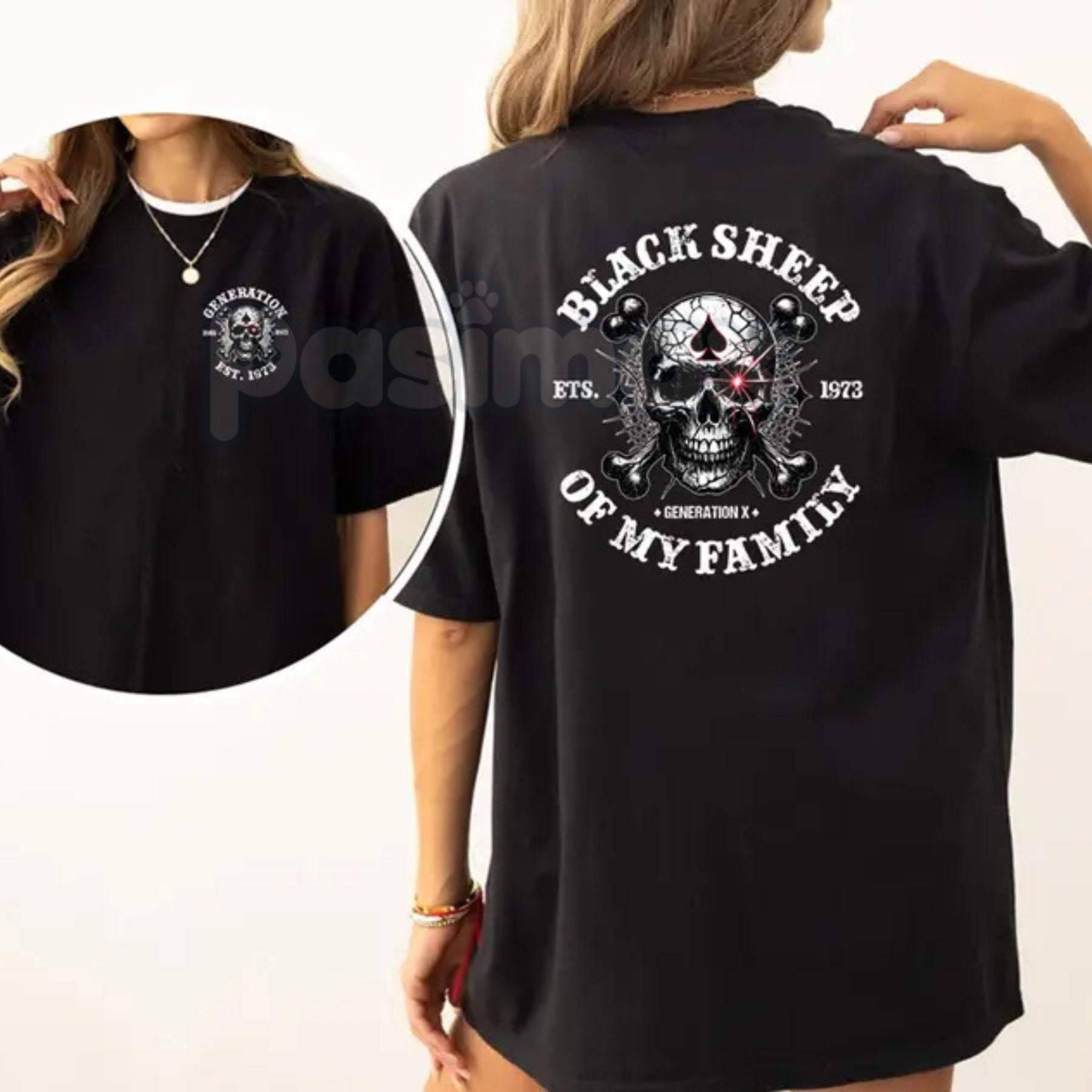 "Black Sheep of the Family" Gen X T-Shirt – Personalized Generation X USA Graphic Tee, Premium 100% Cotton 1965-1980 Birth Year Top, Soft Lived-In Heavyweight Sarcastic Shirt, Made in USA