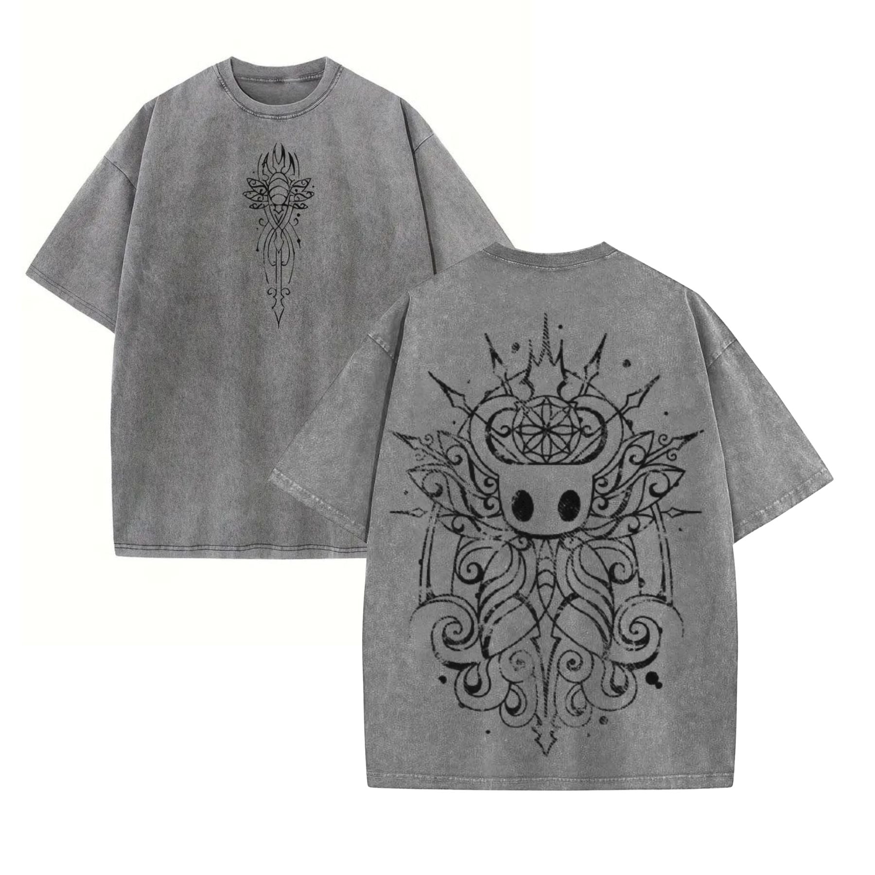 Pasimax Hollow Knight Game Graphic Washed Unisex Tee — detail close-up