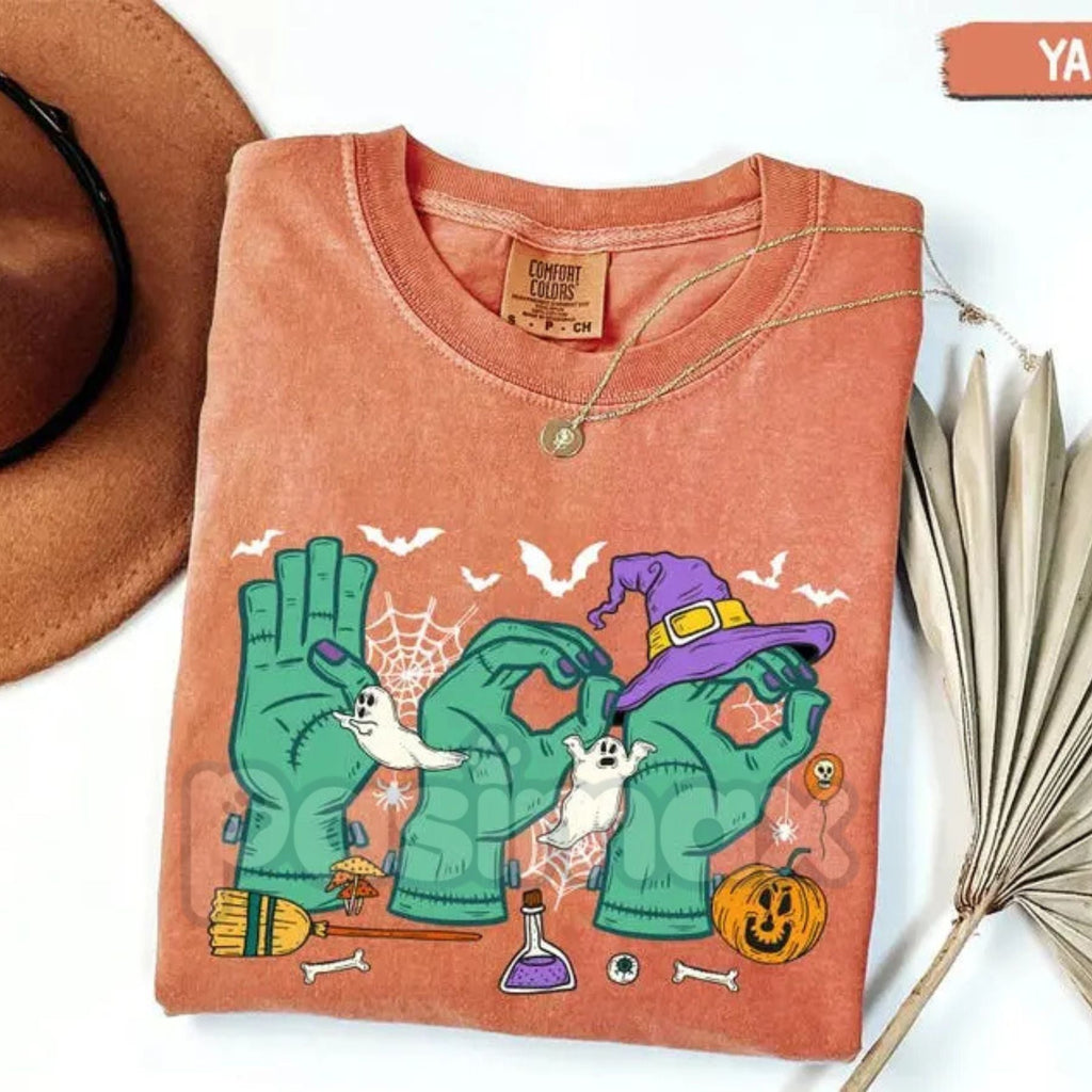 Pasimax Comfort Colors® 'Boo In ASL' SPED Teacher Halloween T-Shirt — lifestyle context