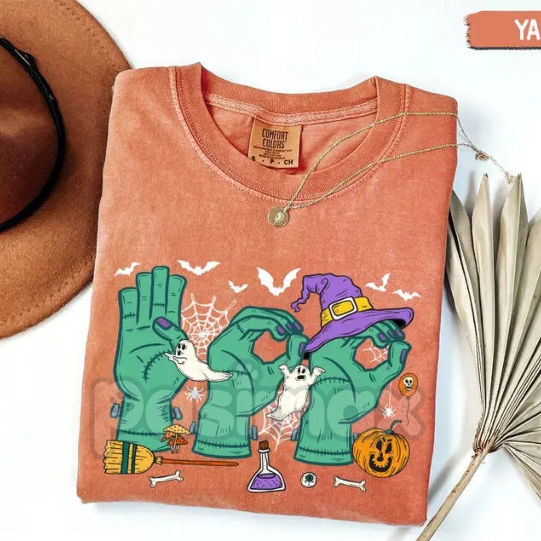Pasimax Comfort Colors® 'Boo In ASL' SPED Teacher Halloween T-Shirt — lifestyle context