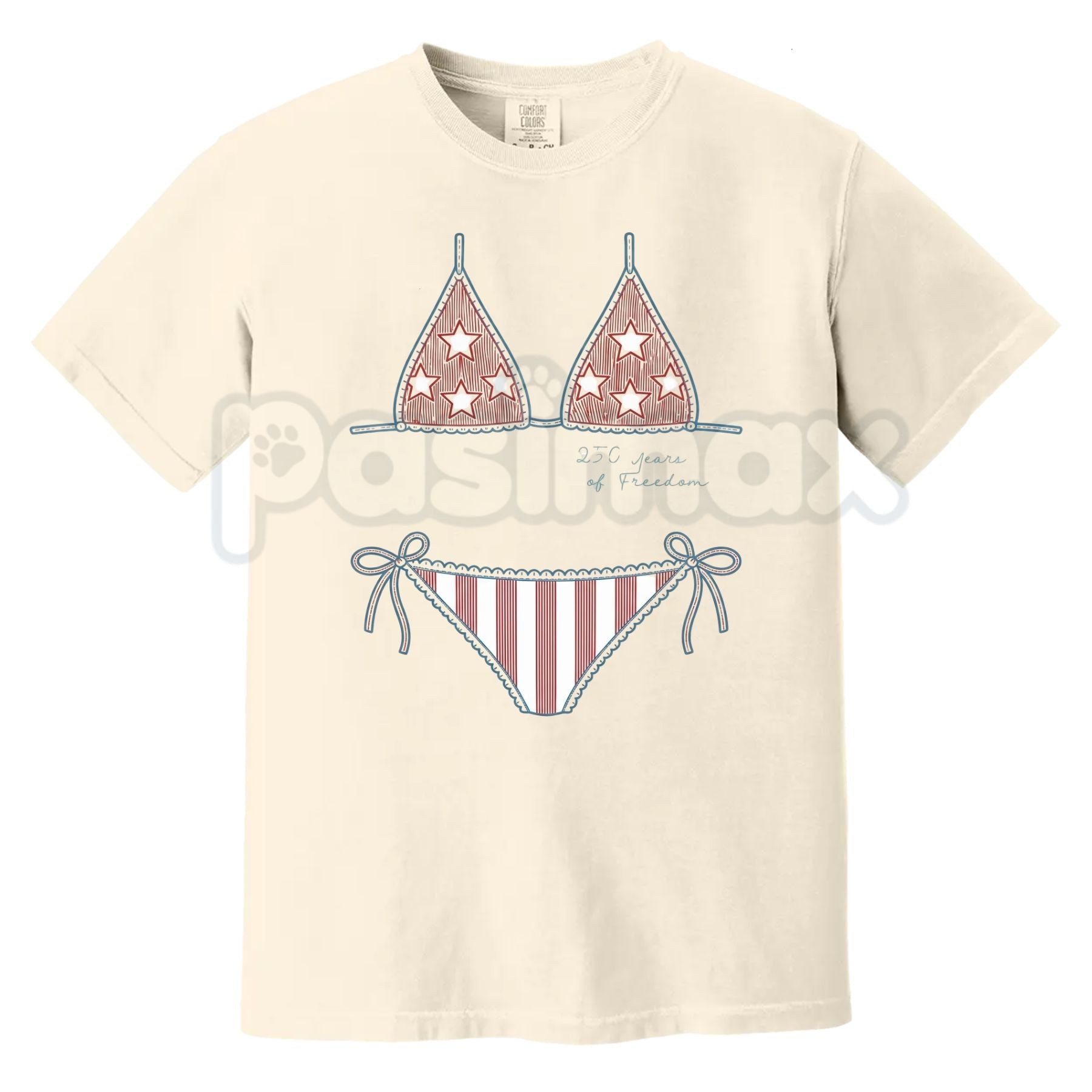 Comfort Colors® Vintage Preppy Bikini Top 4th of July T-Shirt – Retro America Graphic Tee, Trendy USA Aesthetic Patriotic Independence Day Top
