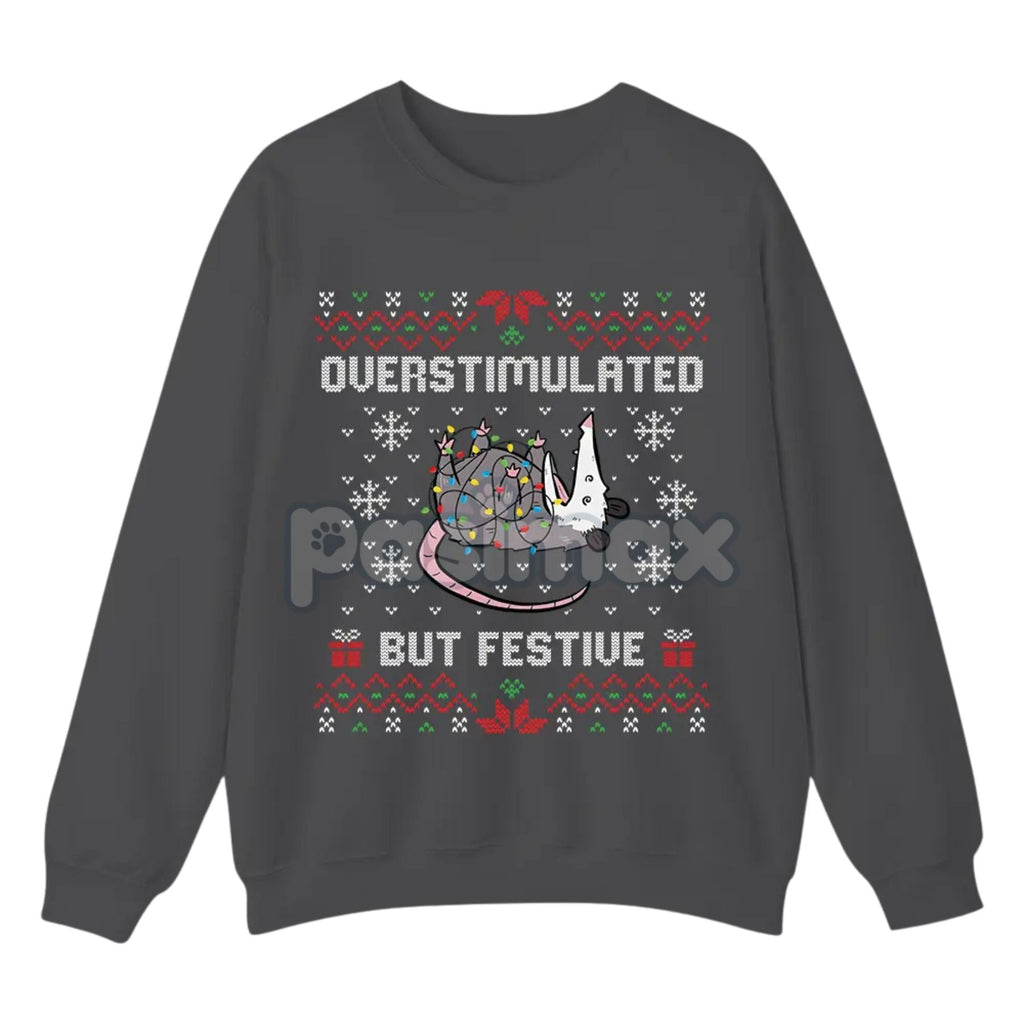 Pasimax Funny Opossum Christmas Sweatshirt — detail close-up