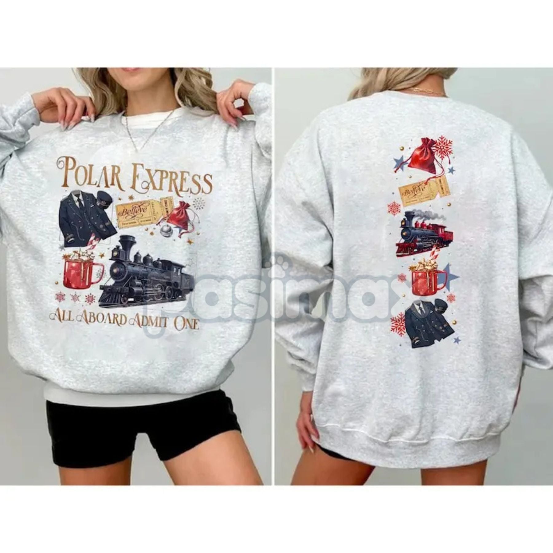 Pasimax Polar Express Believe Double-Sided Sweatshirt — detail close-up